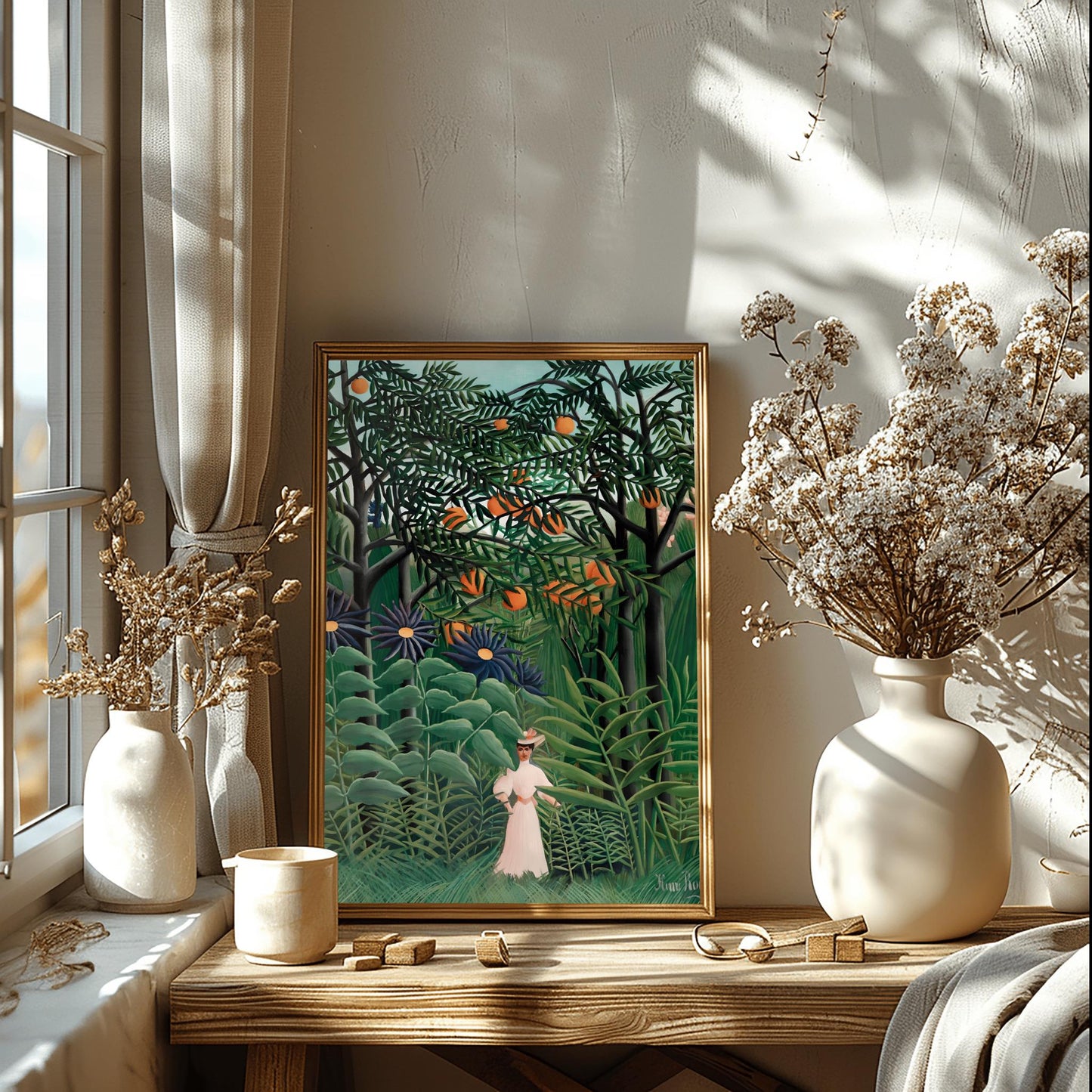 Henri Rousseau 'Woman Walking in an Exotic Forest' Print, Folk Art Jungle, Nature Wall Decor