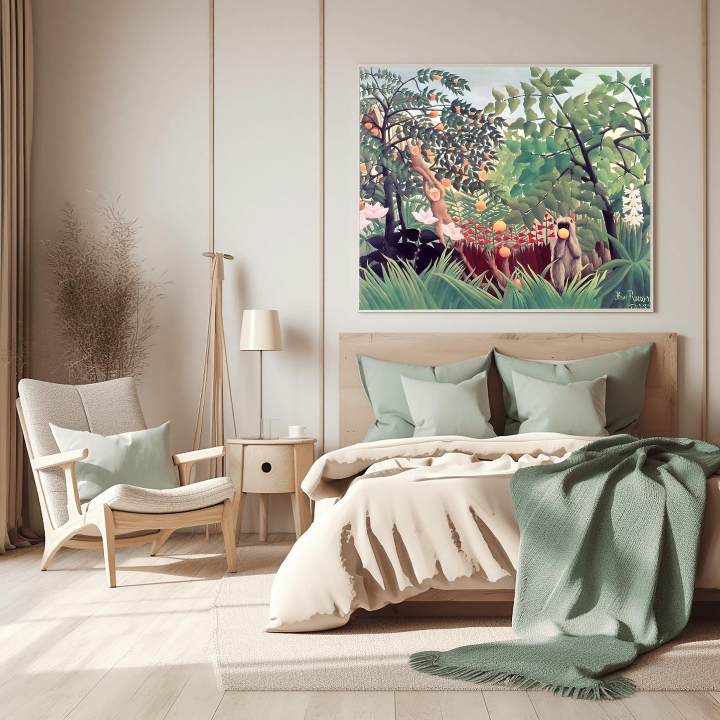 Henri Rousseau 'Exotic Landscape' Print, Folk Art Jungle, Surreal Wall Decor