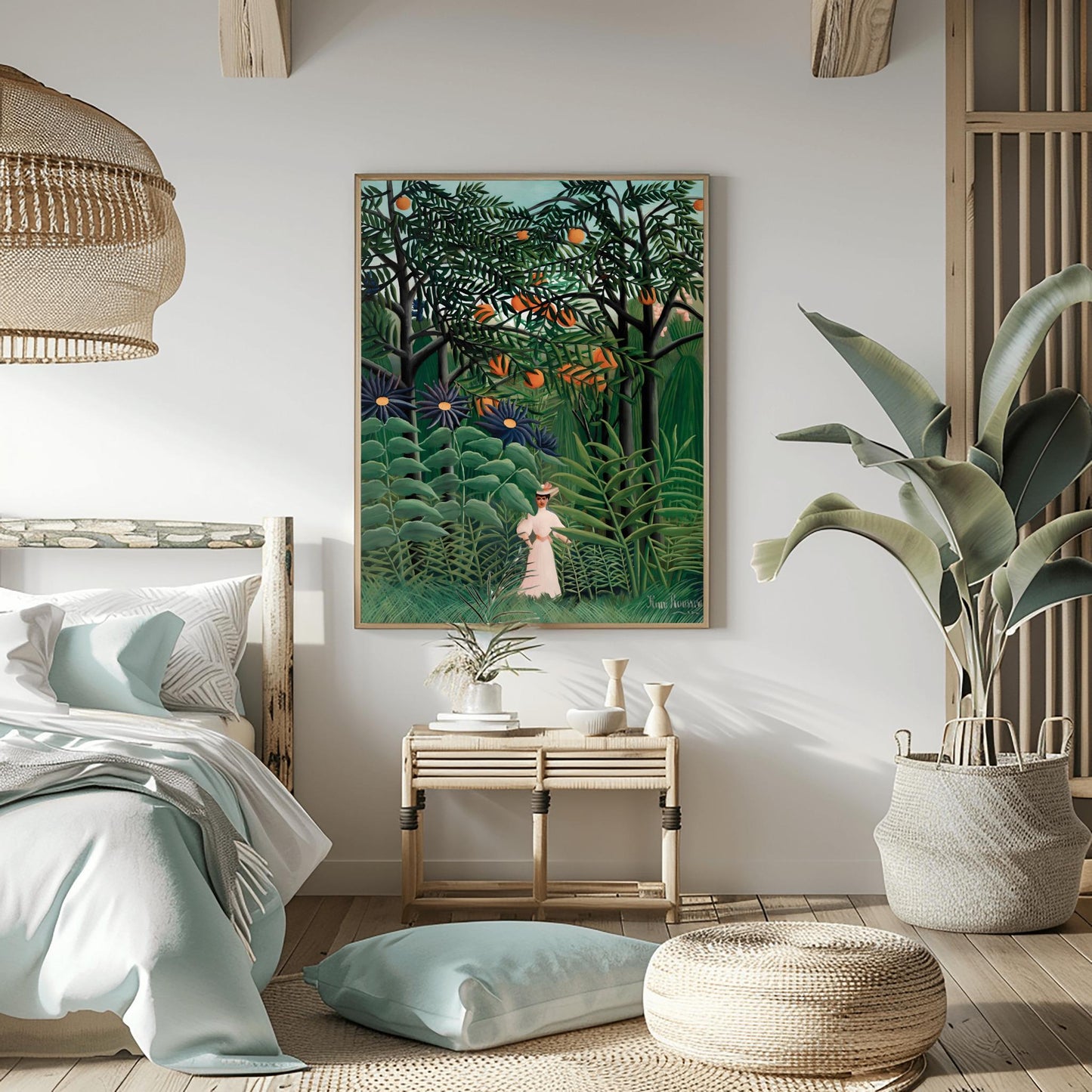 Henri Rousseau 'Woman Walking in an Exotic Forest' Print, Folk Art Jungle, Nature Wall Decor