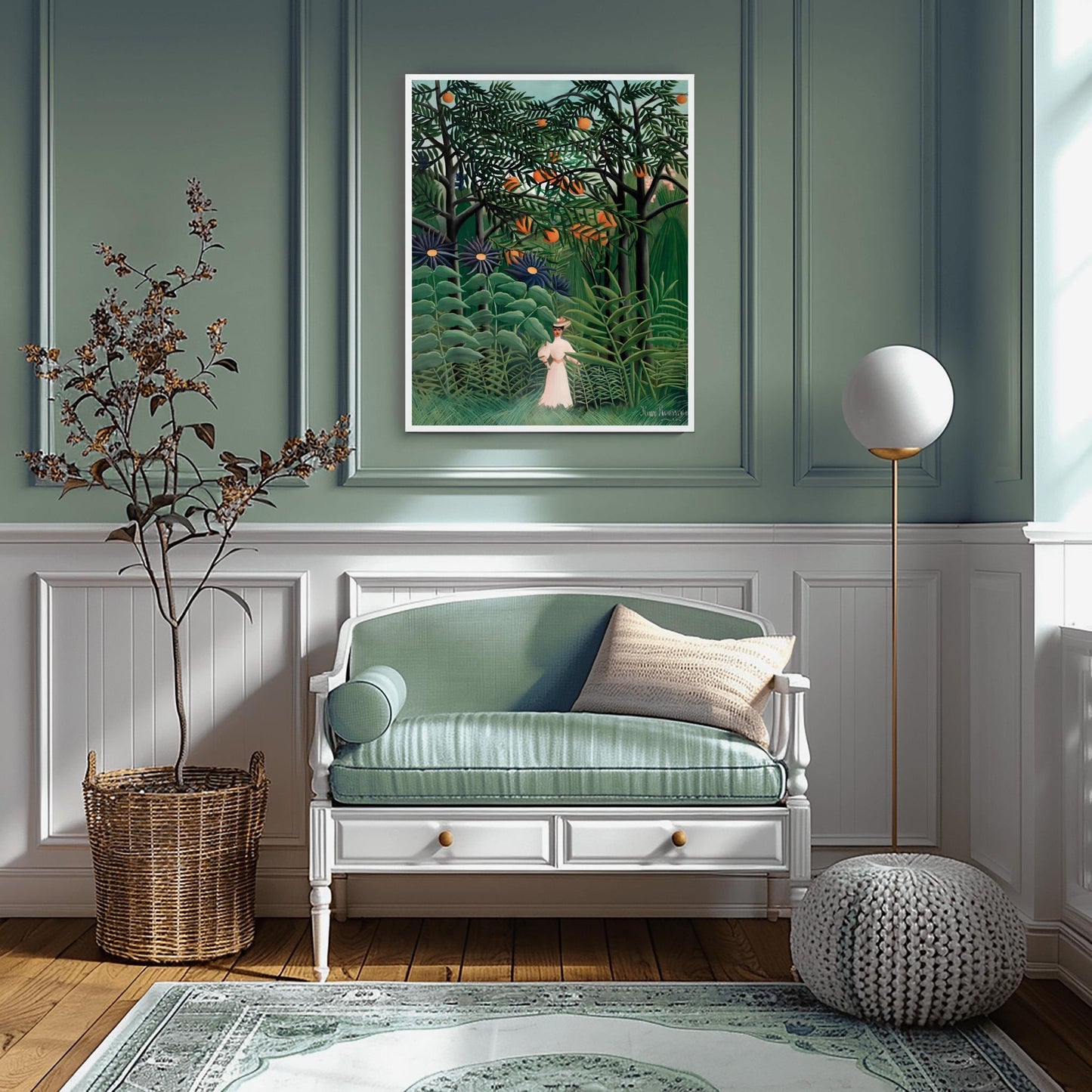 Henri Rousseau 'Woman Walking in an Exotic Forest' Print, Folk Art Jungle, Nature Wall Decor