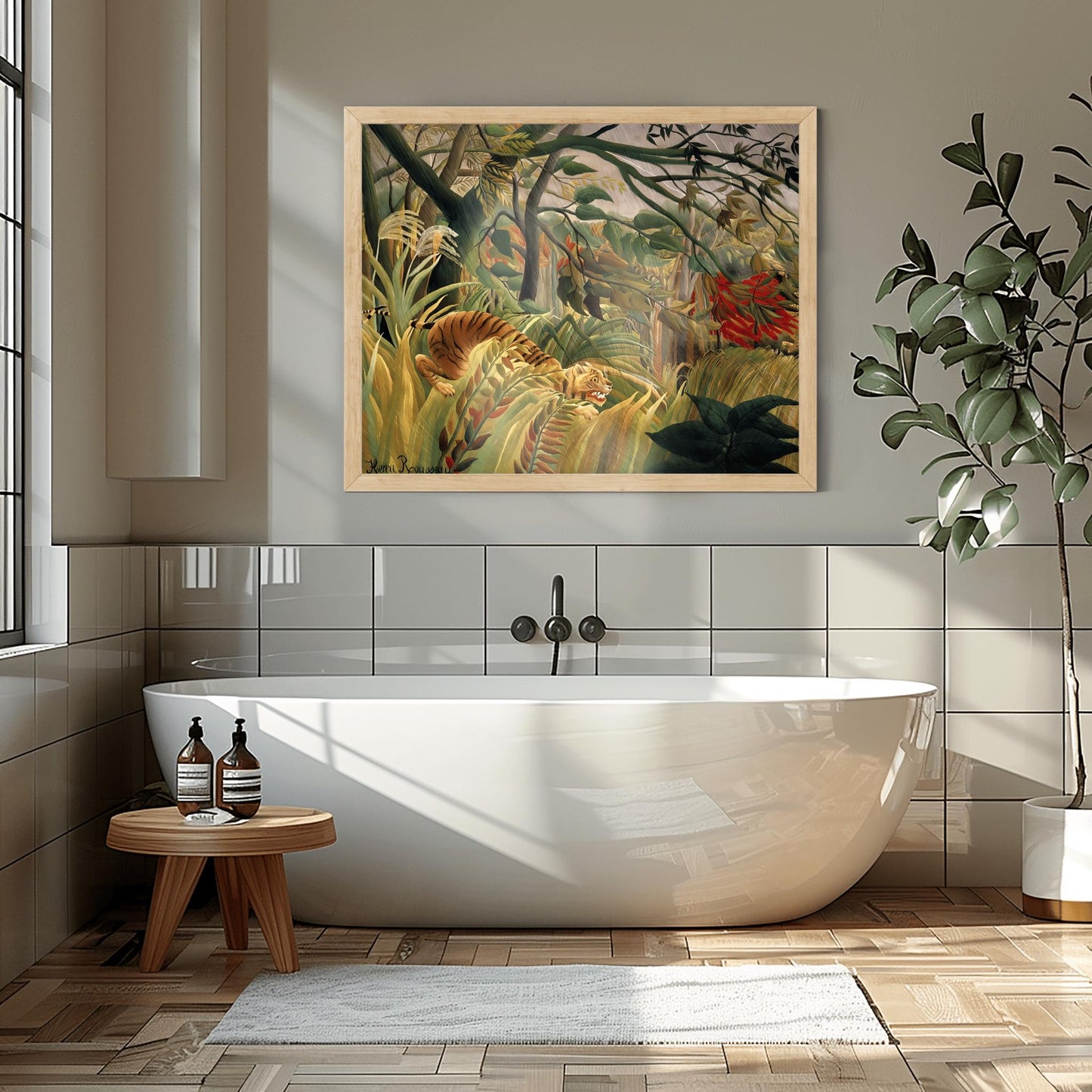 Henri Rousseau 'Tiger in a Tropical Storm' Print, Folk Art Jungle, Nature Wall Decor