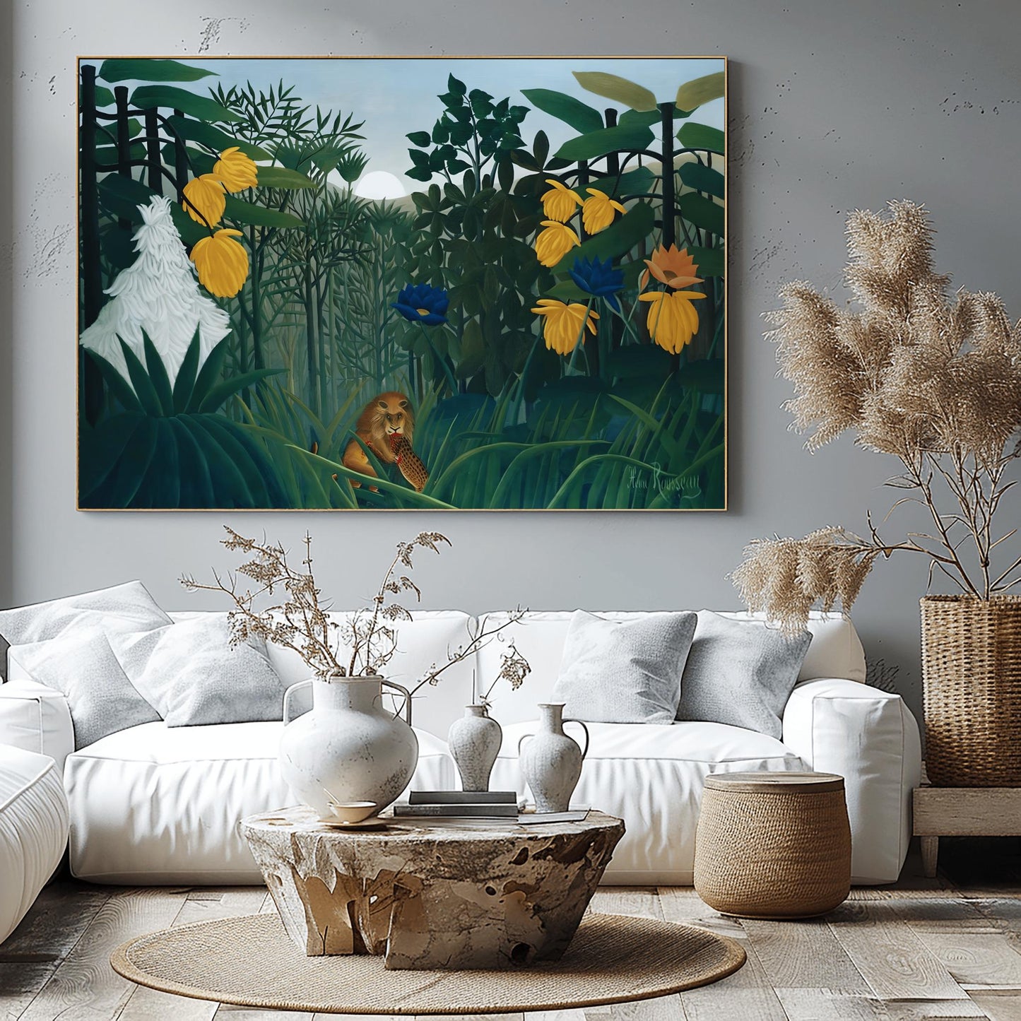 Henri Rousseau 'The Repast of the Lion' Print, Folk Art Jungle, Nature Wall Decor