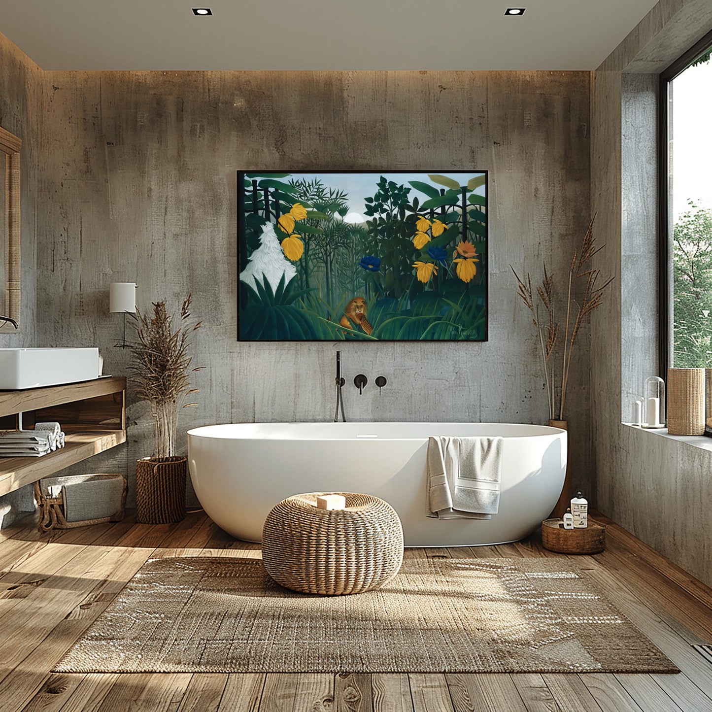 Henri Rousseau 'The Repast of the Lion' Print, Folk Art Jungle, Nature Wall Decor