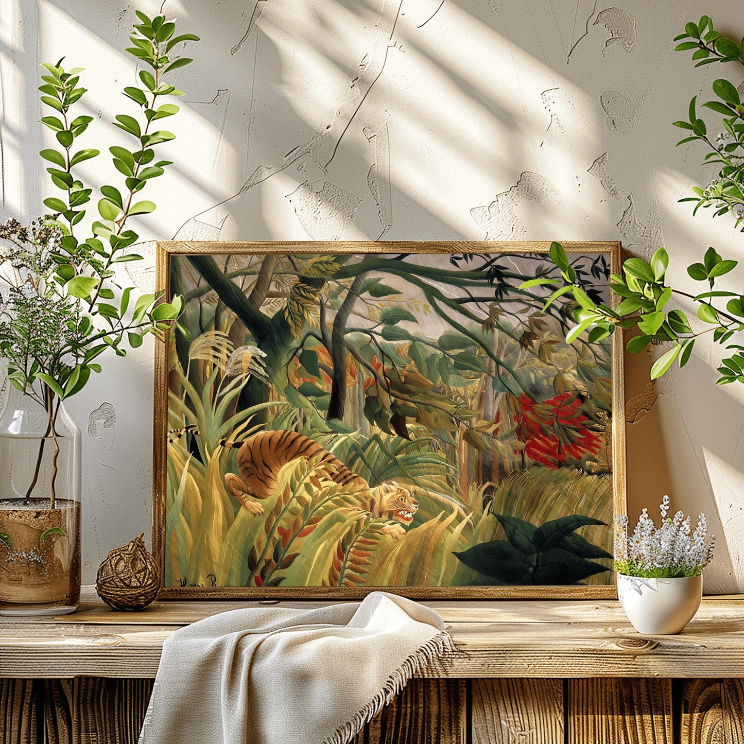 Henri Rousseau 'Tiger in a Tropical Storm' Print, Folk Art Jungle, Nature Wall Decor