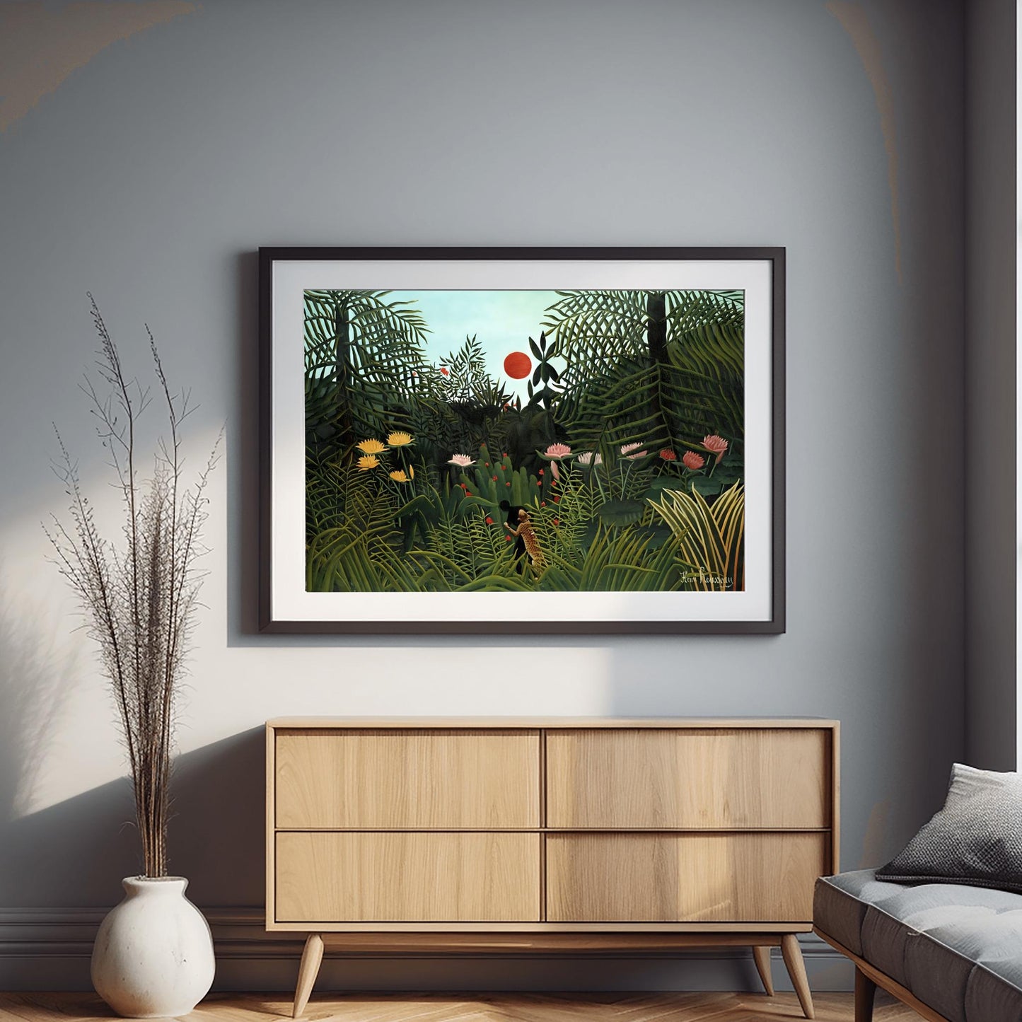 Henri Rousseau 'Virgin Forest with Sunset' Poster, Folk Art Jungle Print, Nature Wall Decor