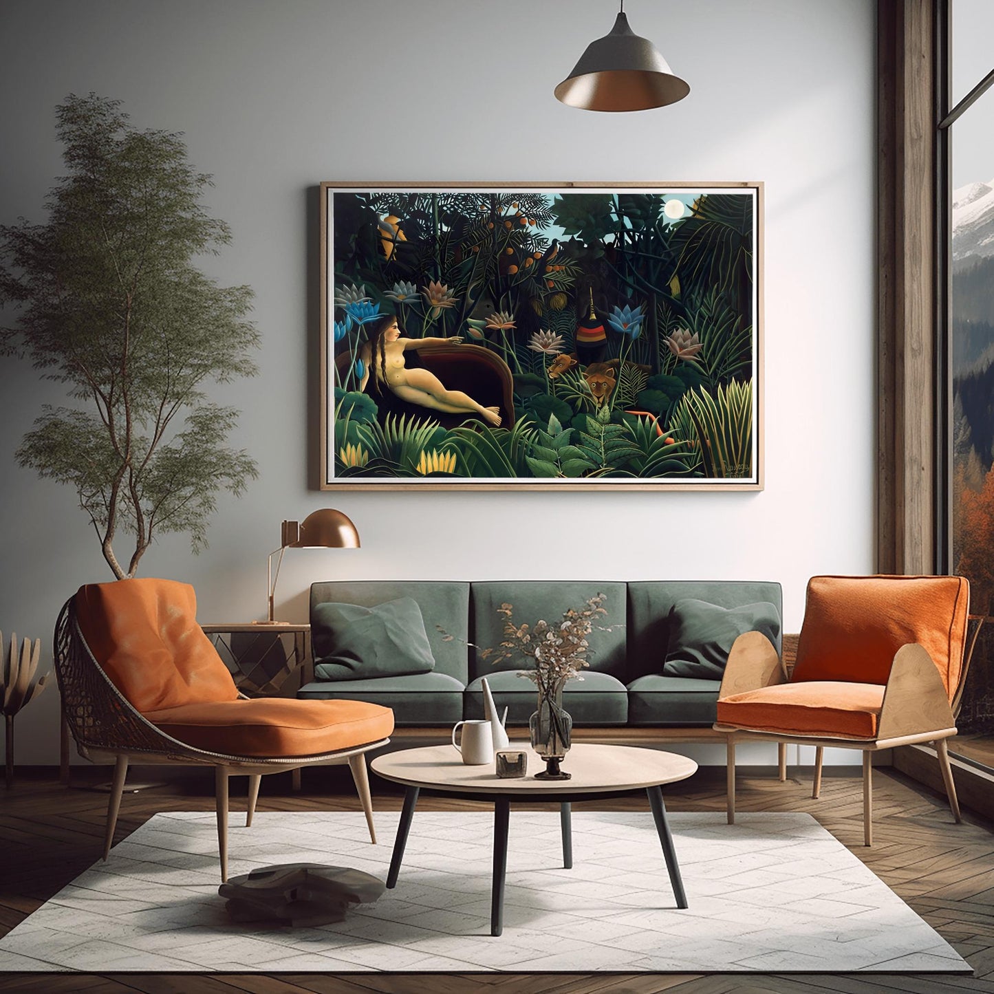 Henri Rousseau 'The Dream' Poster, Folk Art Jungle, Surreal Wall Decor