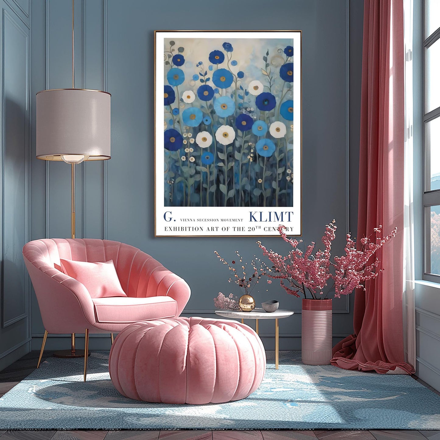 Gustav Klimt Exhibition Poster, Floral Art Print, Vienna Secession, 20th Century Decor