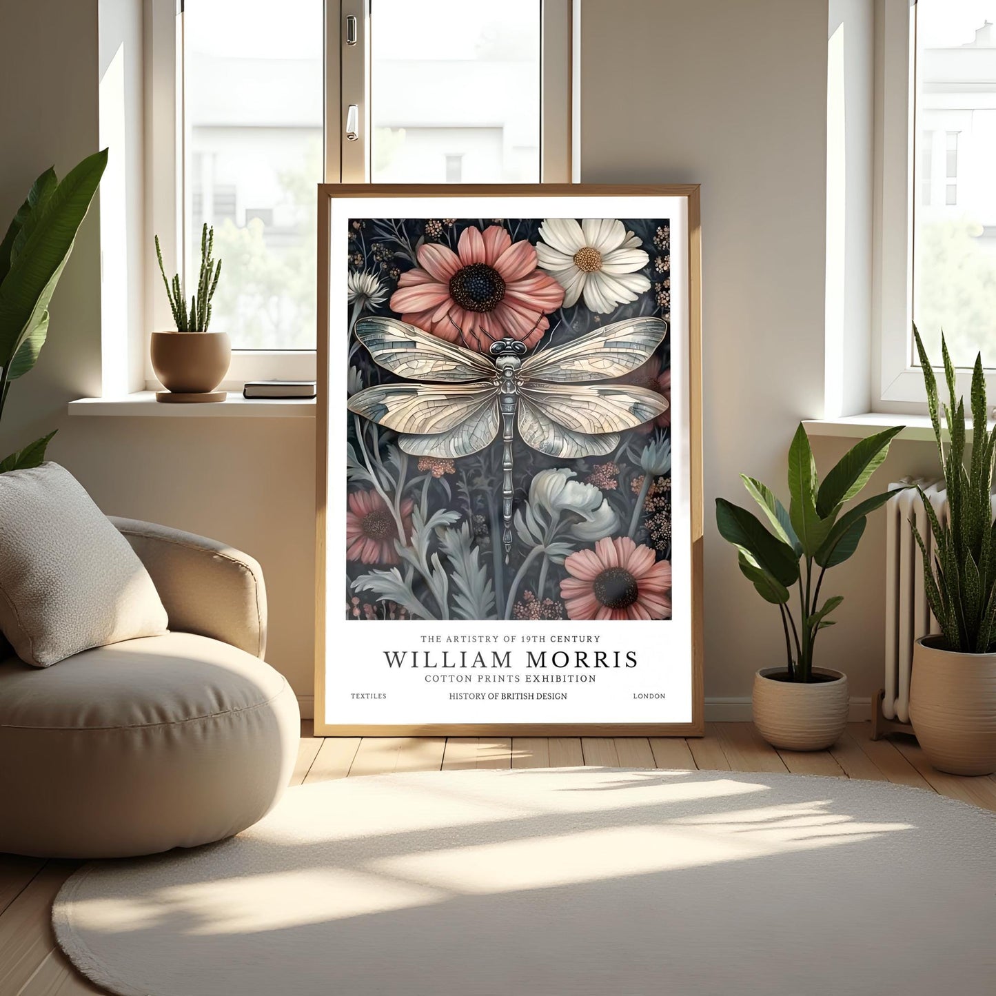 William Morris Exhibition Poster, Dragonfly Print, Arts and Crafts, 19th Century Art