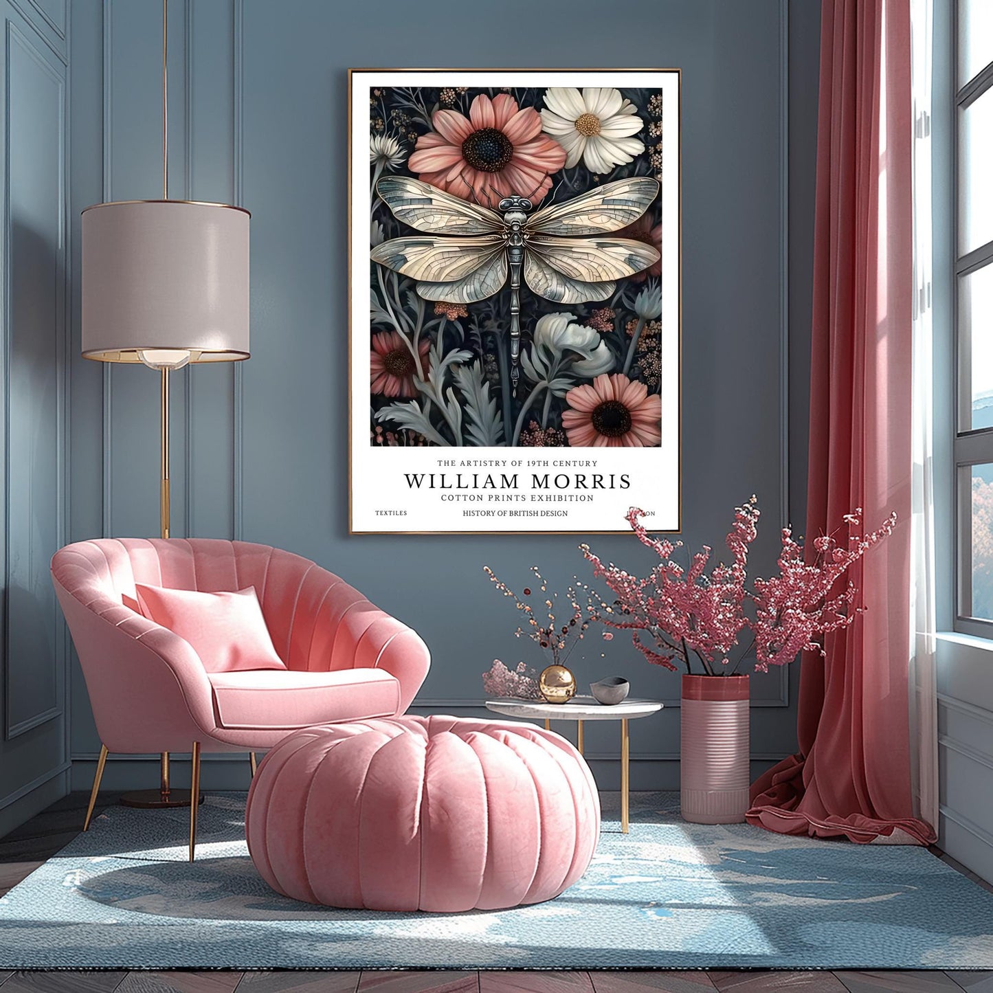 William Morris Exhibition Poster, Dragonfly Print, Arts and Crafts, 19th Century Art