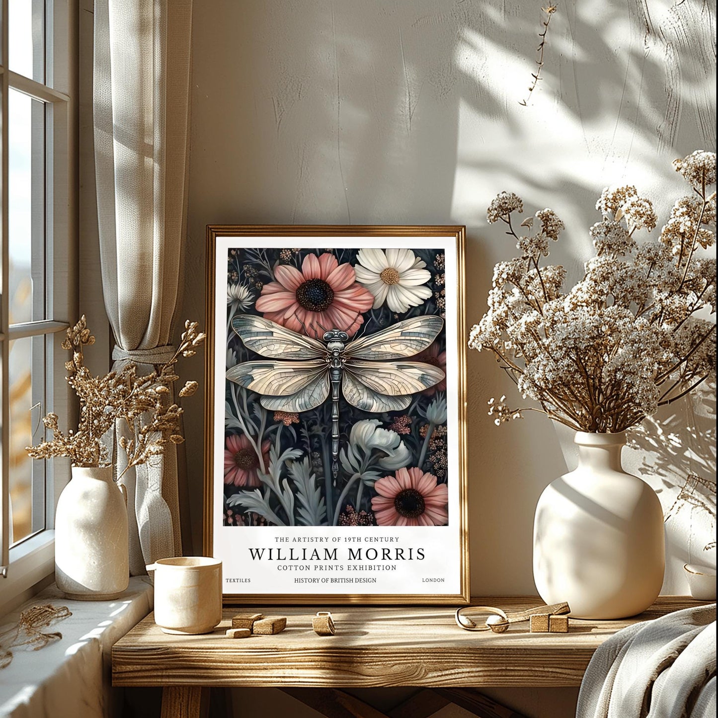 William Morris Exhibition Poster, Dragonfly Print, Arts and Crafts, 19th Century Art