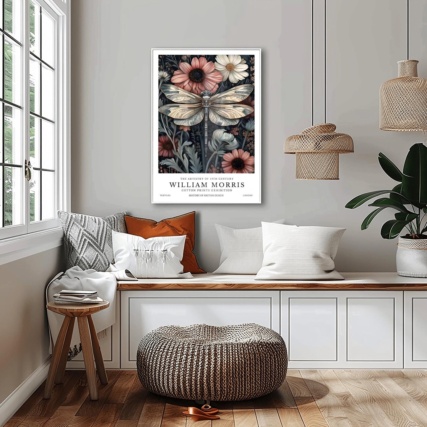 William Morris Exhibition Poster, Dragonfly Print, Arts and Crafts, 19th Century Art