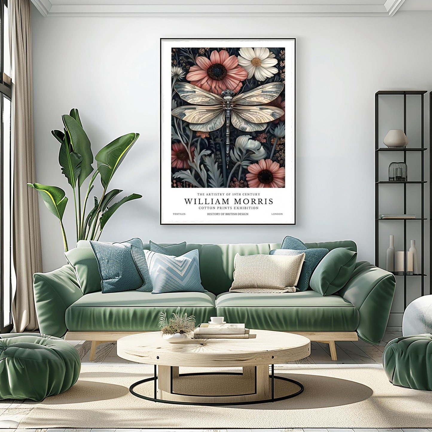 William Morris Exhibition Poster, Dragonfly Print, Arts and Crafts, 19th Century Art