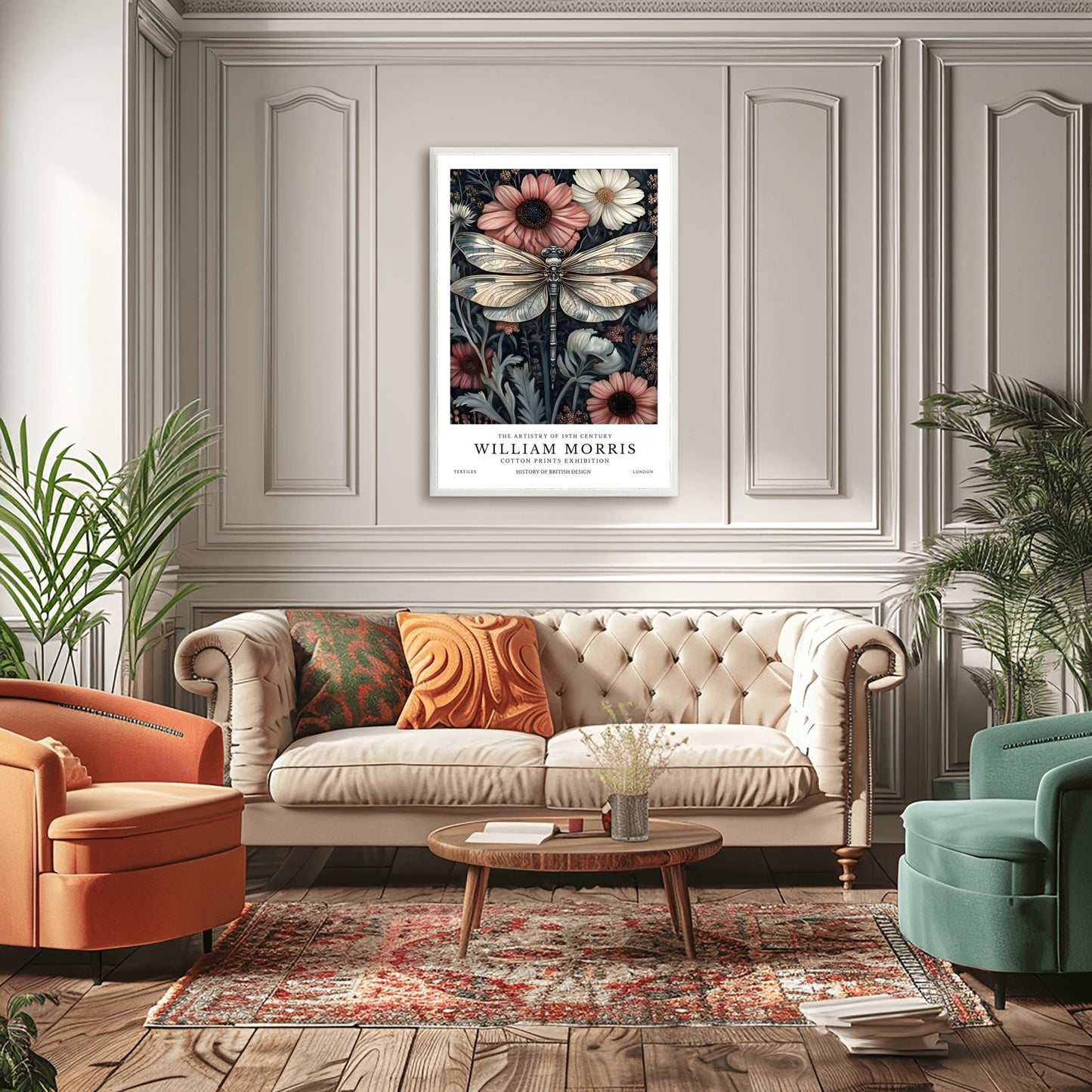 William Morris Exhibition Poster, Dragonfly Print, Arts and Crafts, 19th Century Art