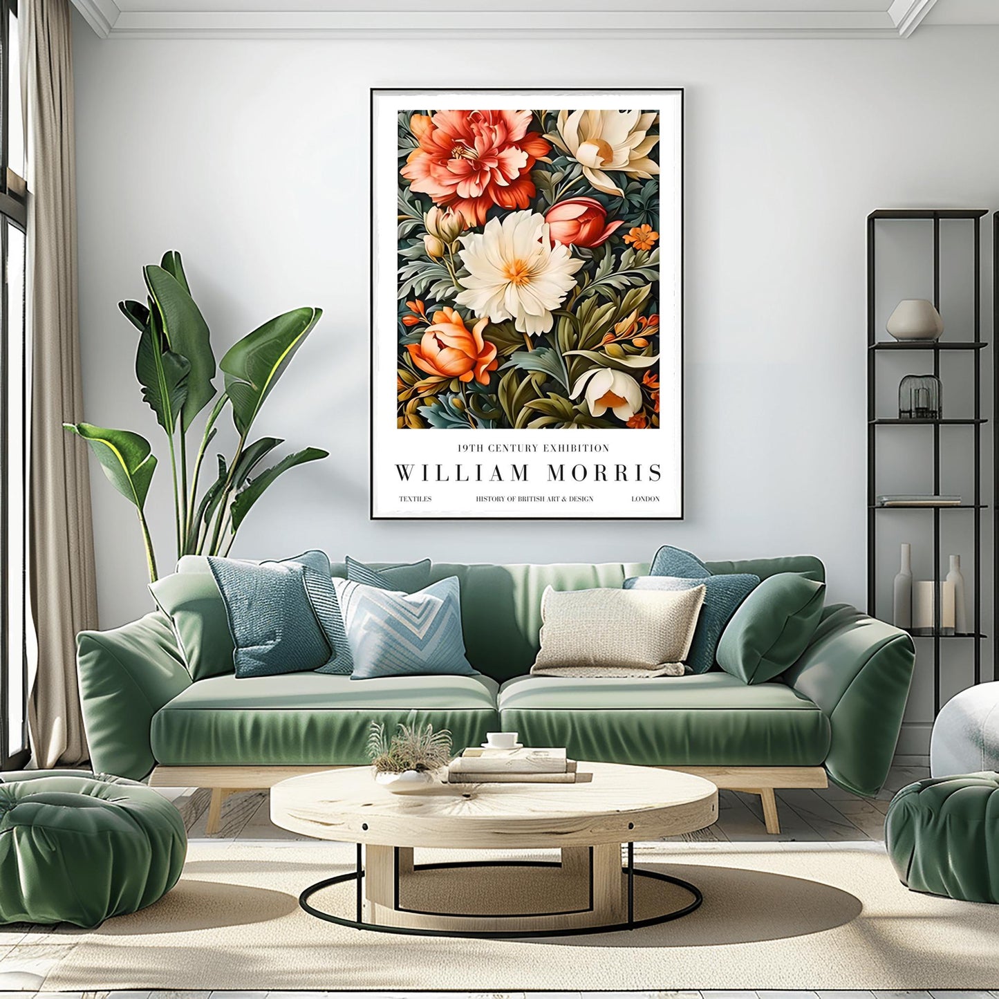 William Morris Exhibition Poster, Floral Print, Arts and Crafts, 19th Century