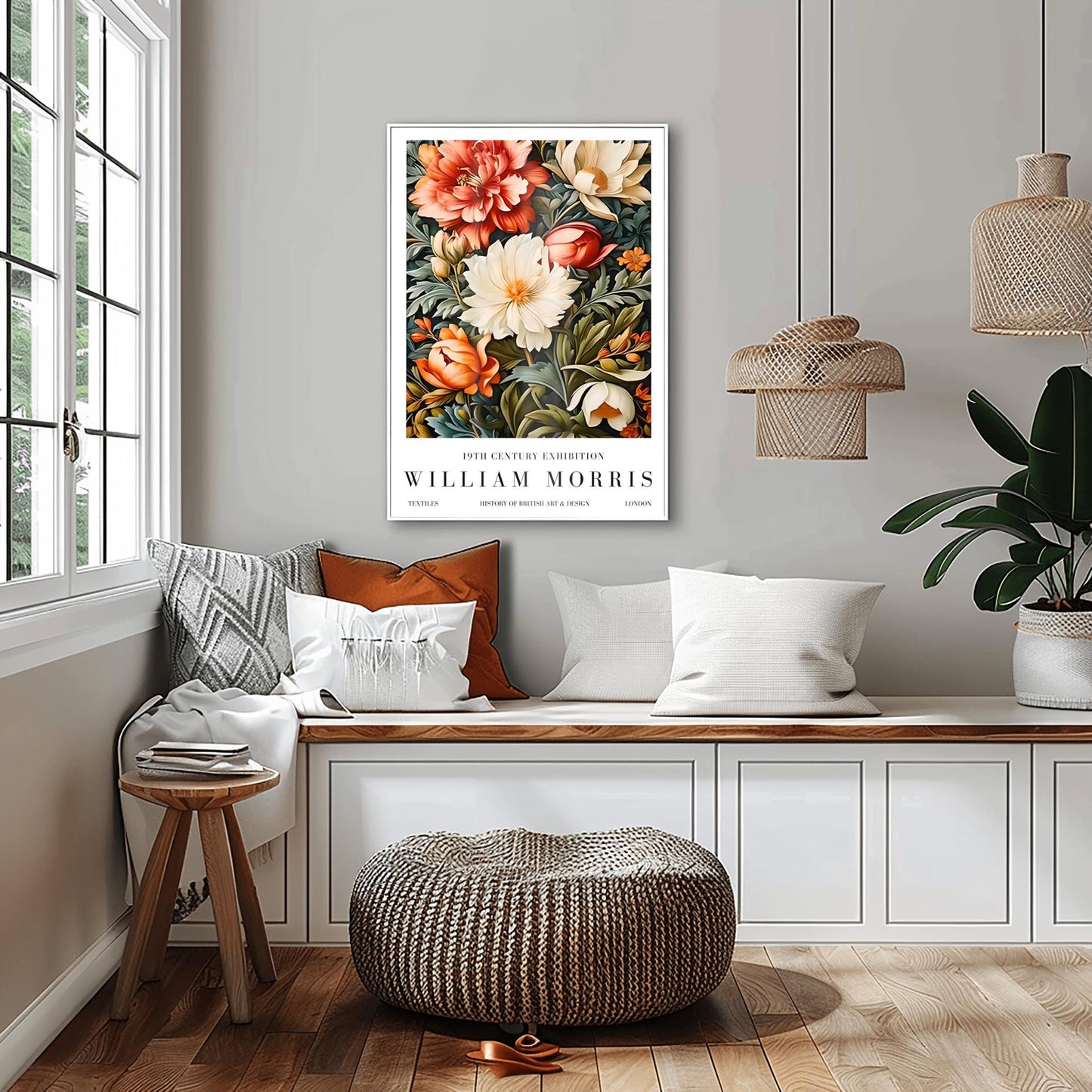 William Morris Exhibition Poster, Floral Print, Arts and Crafts, 19th Century