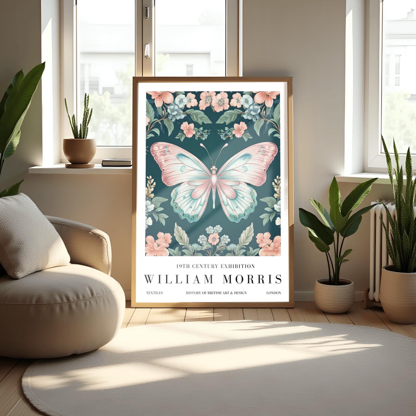 William Morris Exhibition Poster, Butterfly Print, Arts and Crafts, 19th Century Art