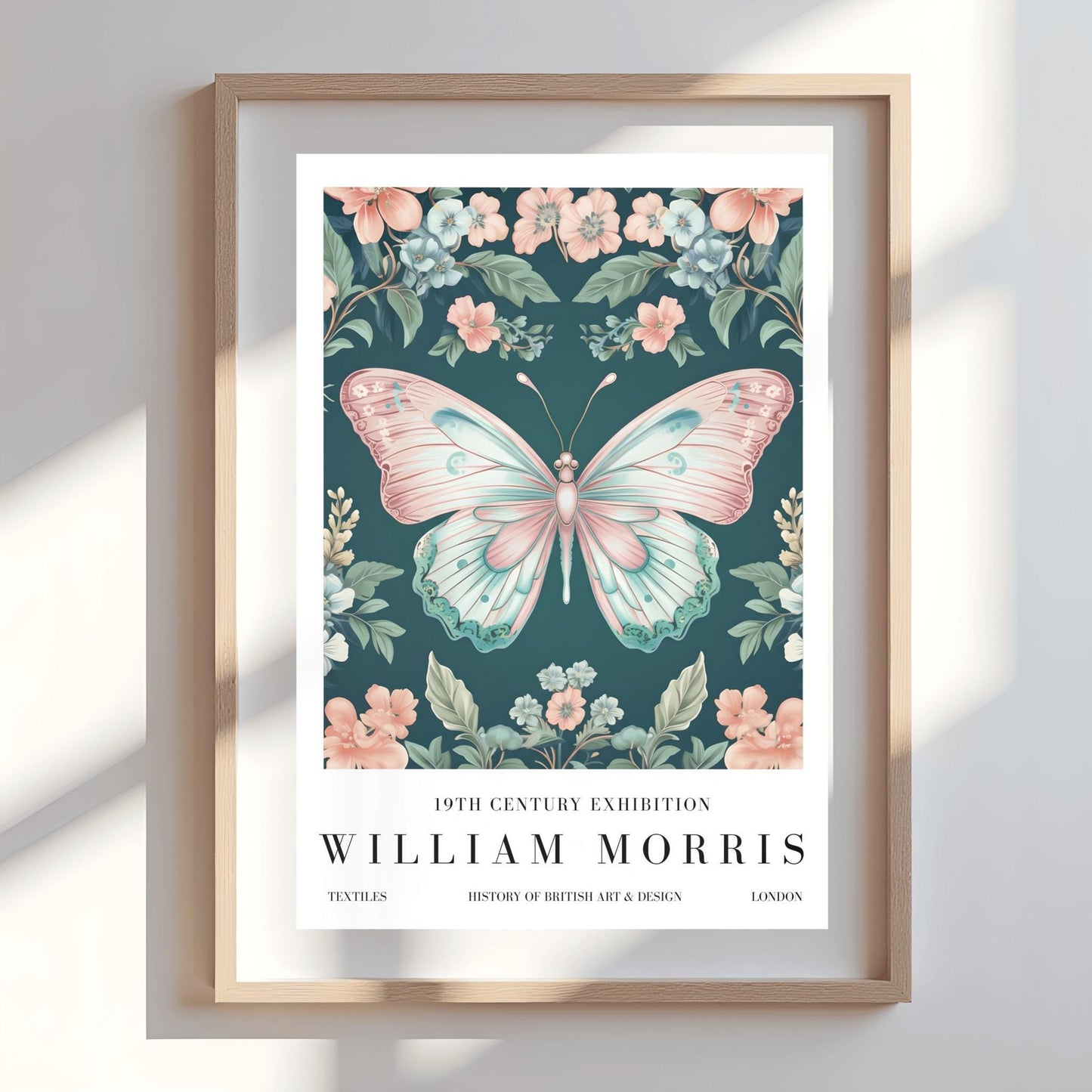 William Morris Exhibition Poster, Butterfly Print, Arts and Crafts, 19th Century Art