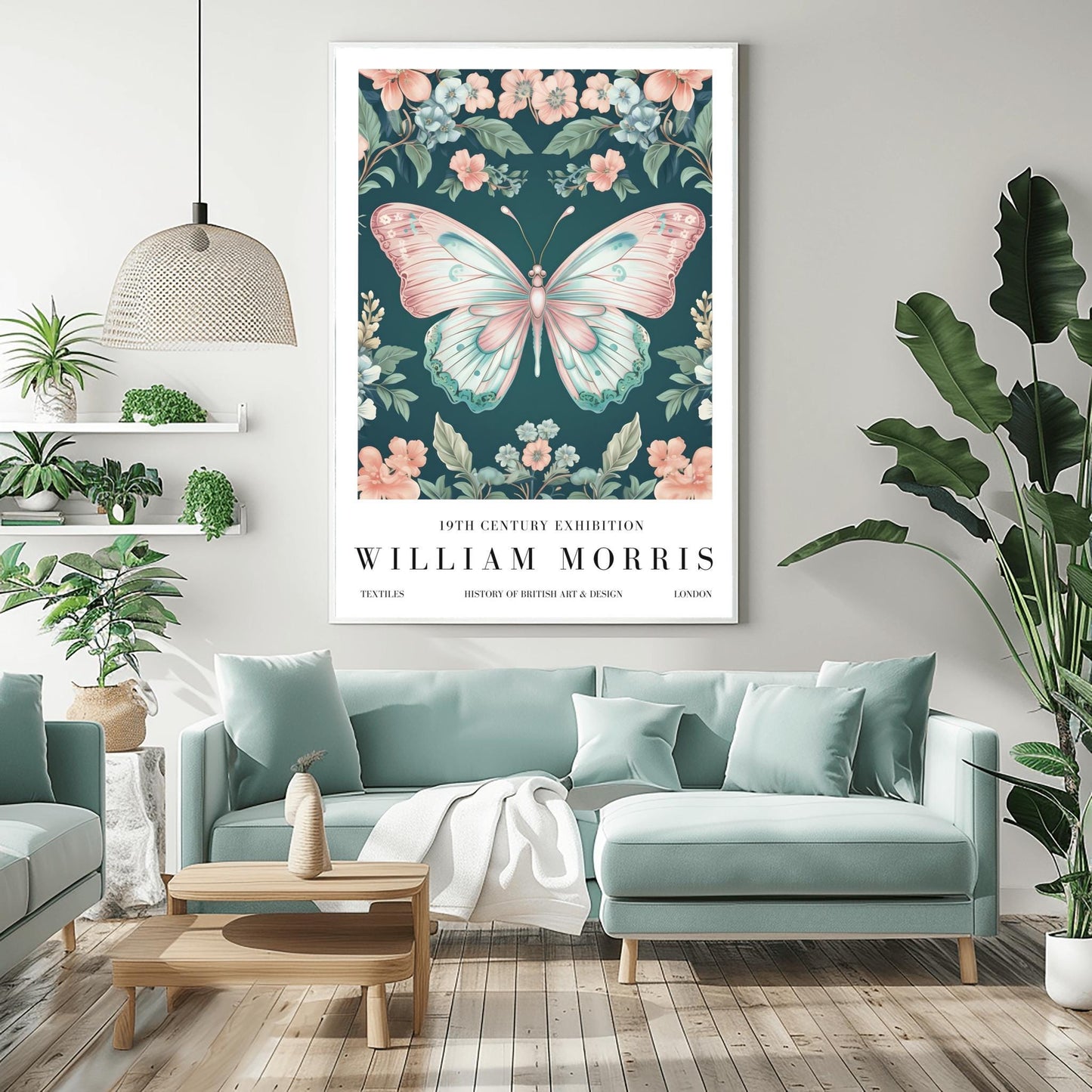 William Morris Exhibition Poster, Butterfly Print, Arts and Crafts, 19th Century Art
