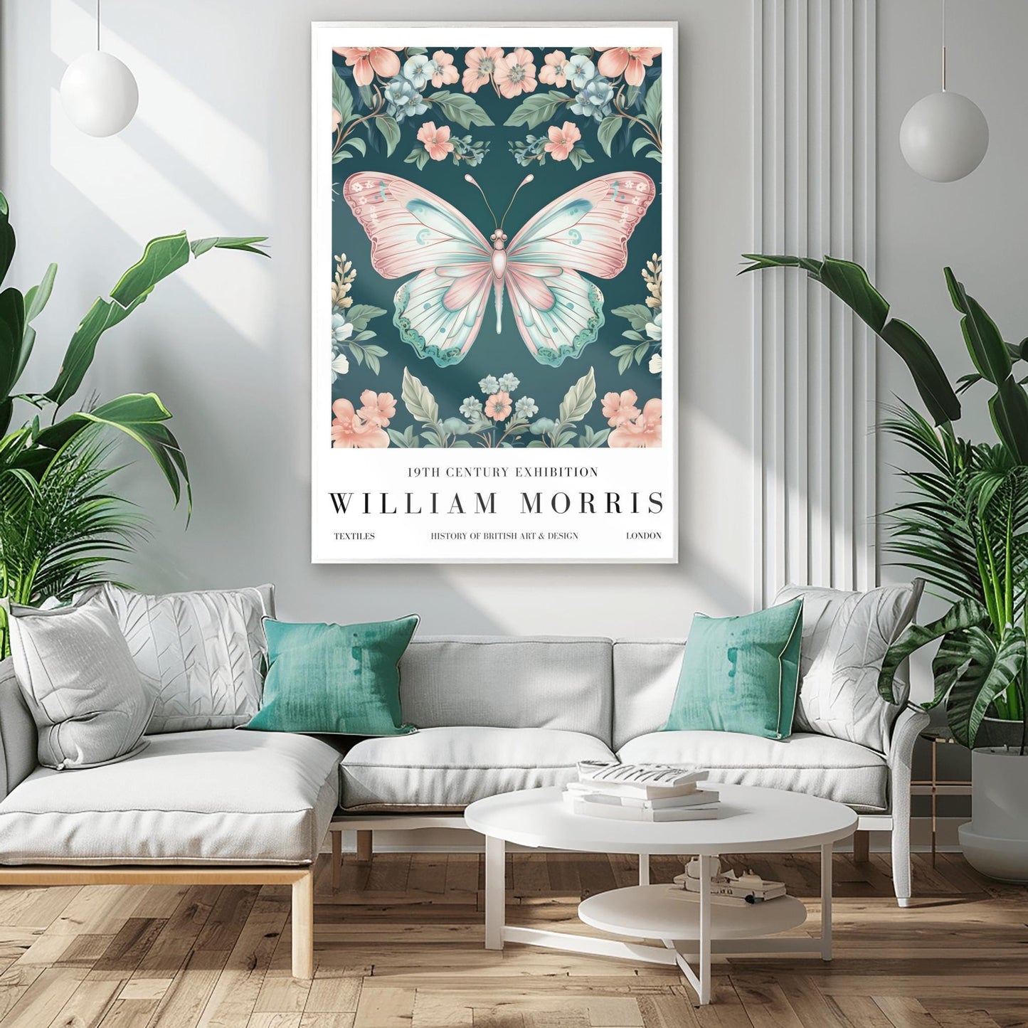 William Morris Exhibition Poster, Butterfly Print, Arts and Crafts, 19th Century Art