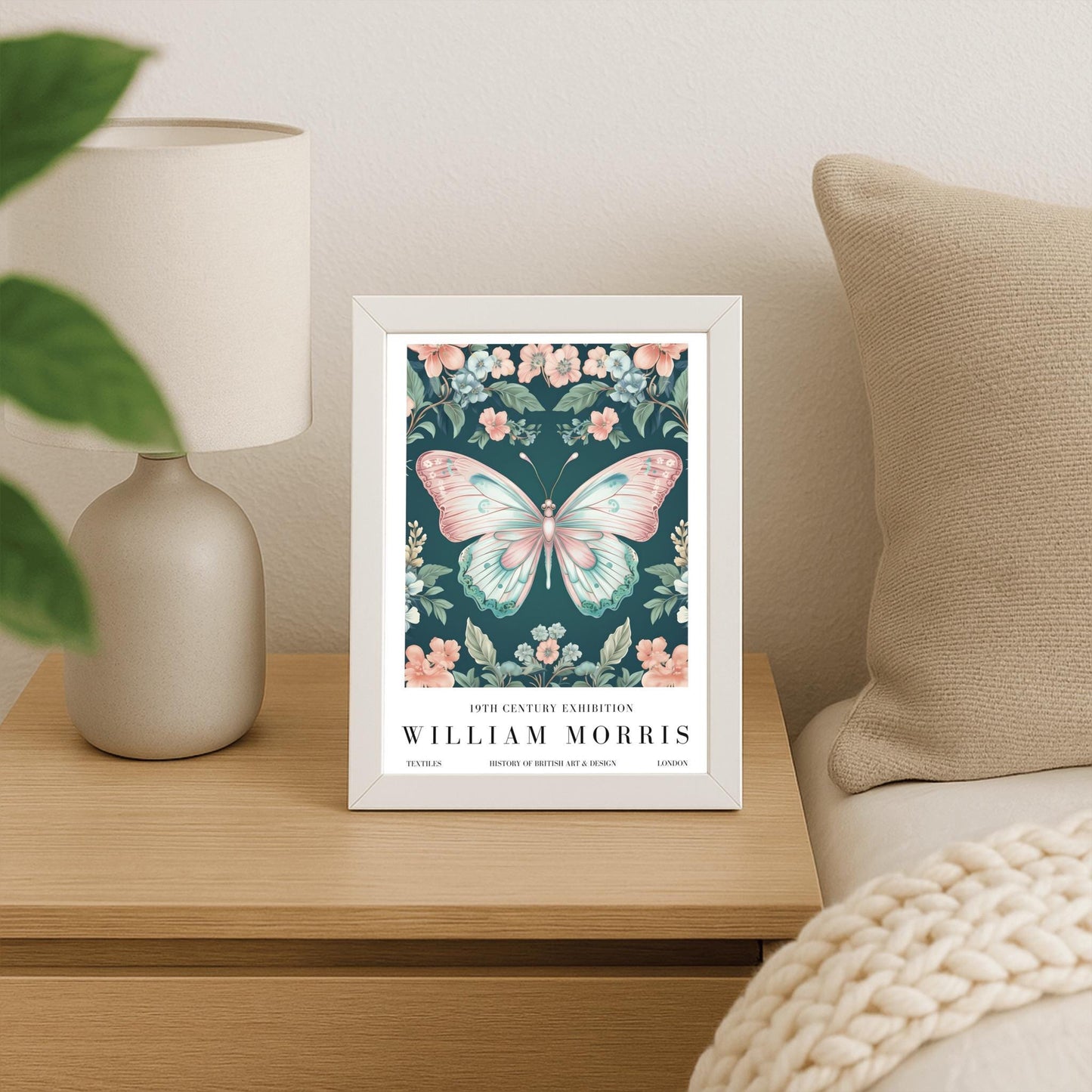 William Morris Exhibition Poster, Butterfly Print, Arts and Crafts, 19th Century Art