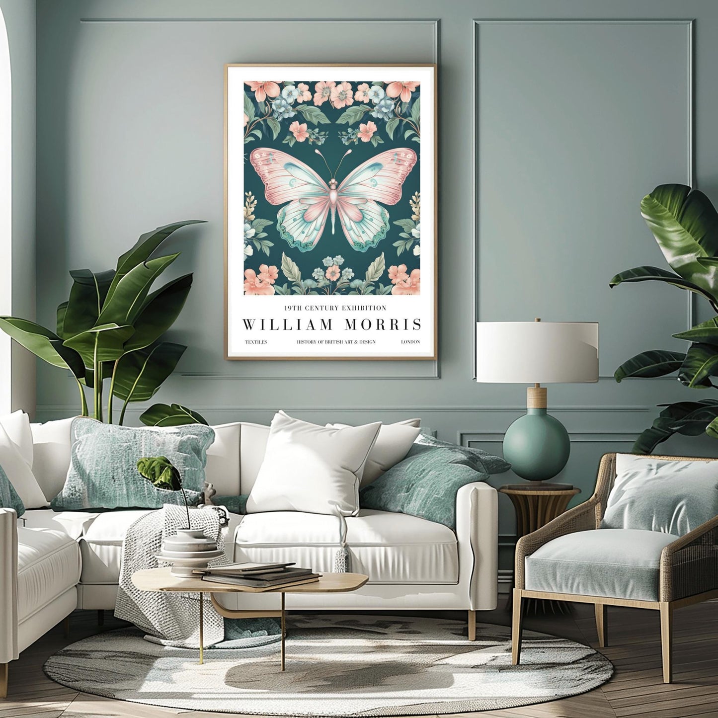 William Morris Exhibition Poster, Butterfly Print, Arts and Crafts, 19th Century Art