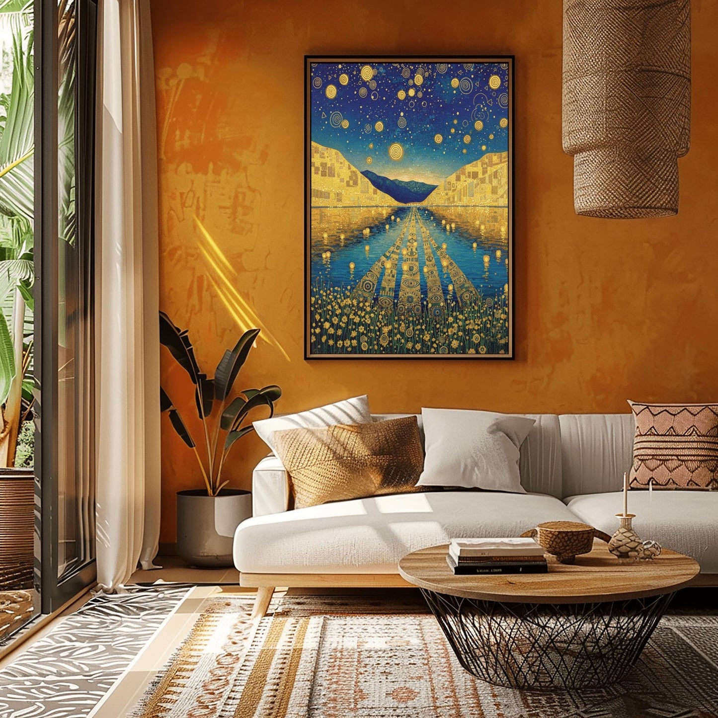Gustav Klimt Exhibition Poster, Golden Lake, Art Nouveau, Celestial Landscape
