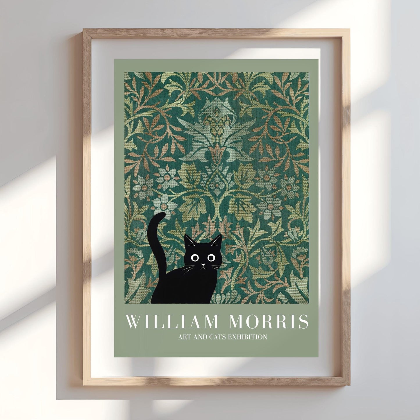 William Morris Cat Art Print, Art and Cats Exhibition, Black Cat Poster, Arts and Crafts Decor