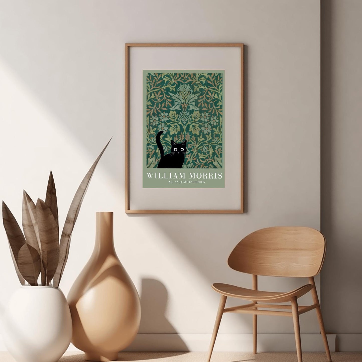 William Morris Cat Art Print, Art and Cats Exhibition, Black Cat Poster, Arts and Crafts Decor