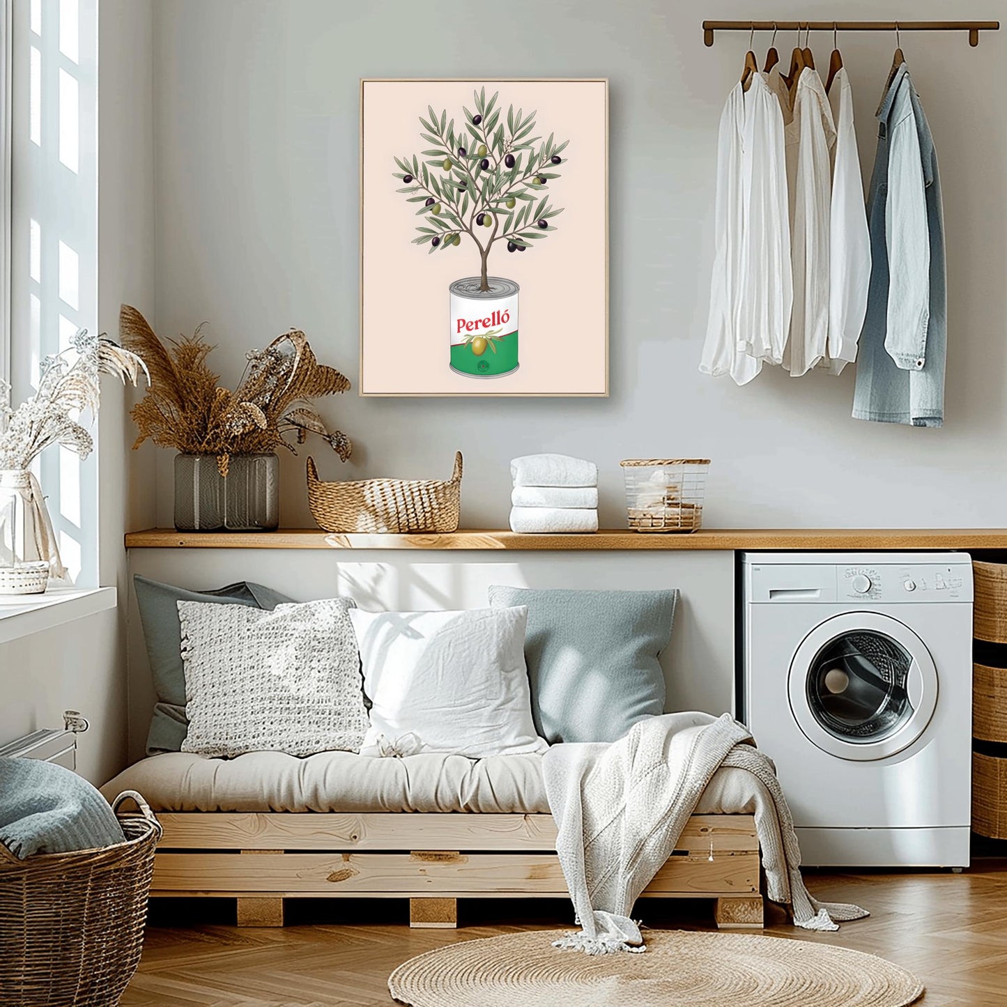 Perelló Olive Tin Art Print, Olive Tree Kitchen Poster, Quirky Food Art, Whimsical Kitchen Decor