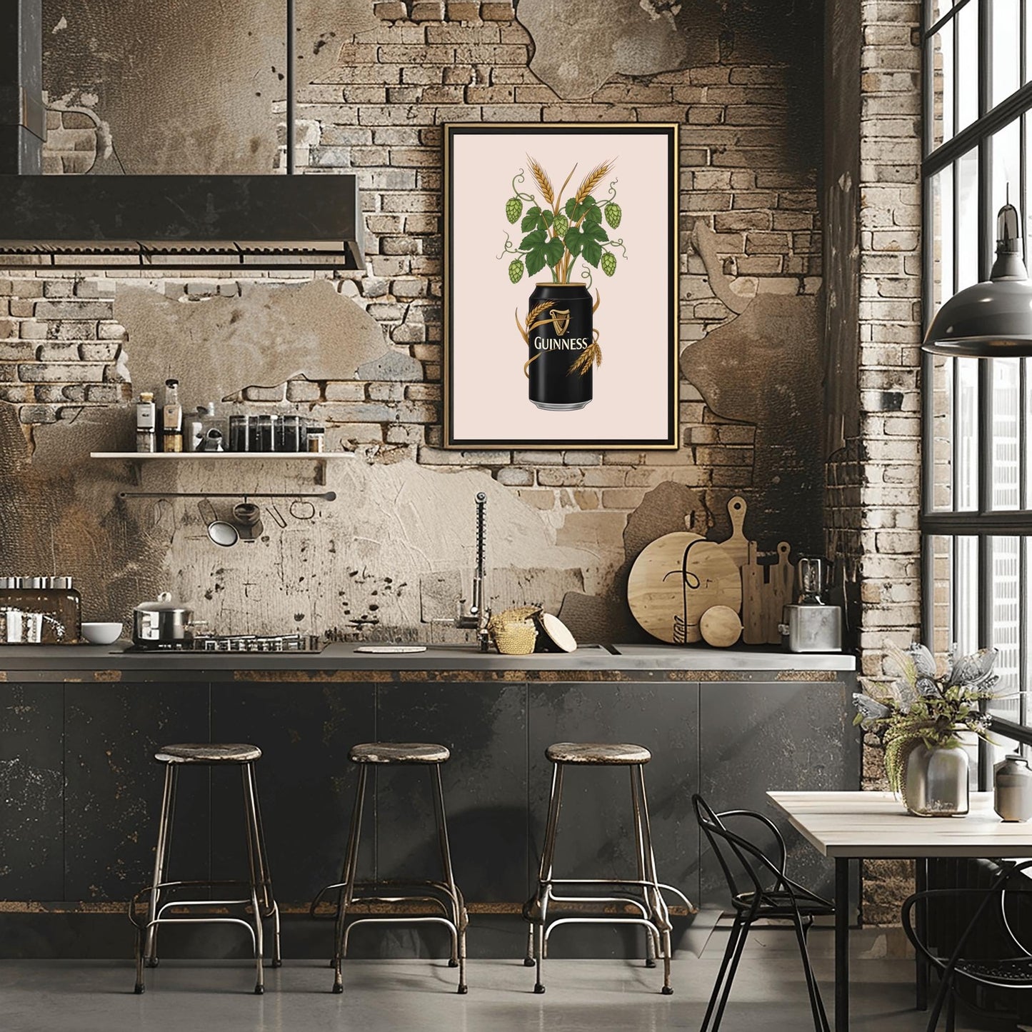 Guinness Botanical Art Print, Hops and Barley Poster, Quirky Bar Decor, Beer Lover Gift