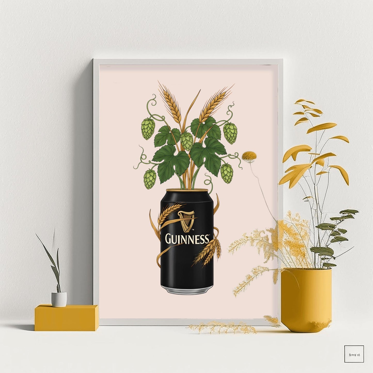 Guinness Botanical Art Print, Hops and Barley Poster, Quirky Bar Decor, Beer Lover Gift
