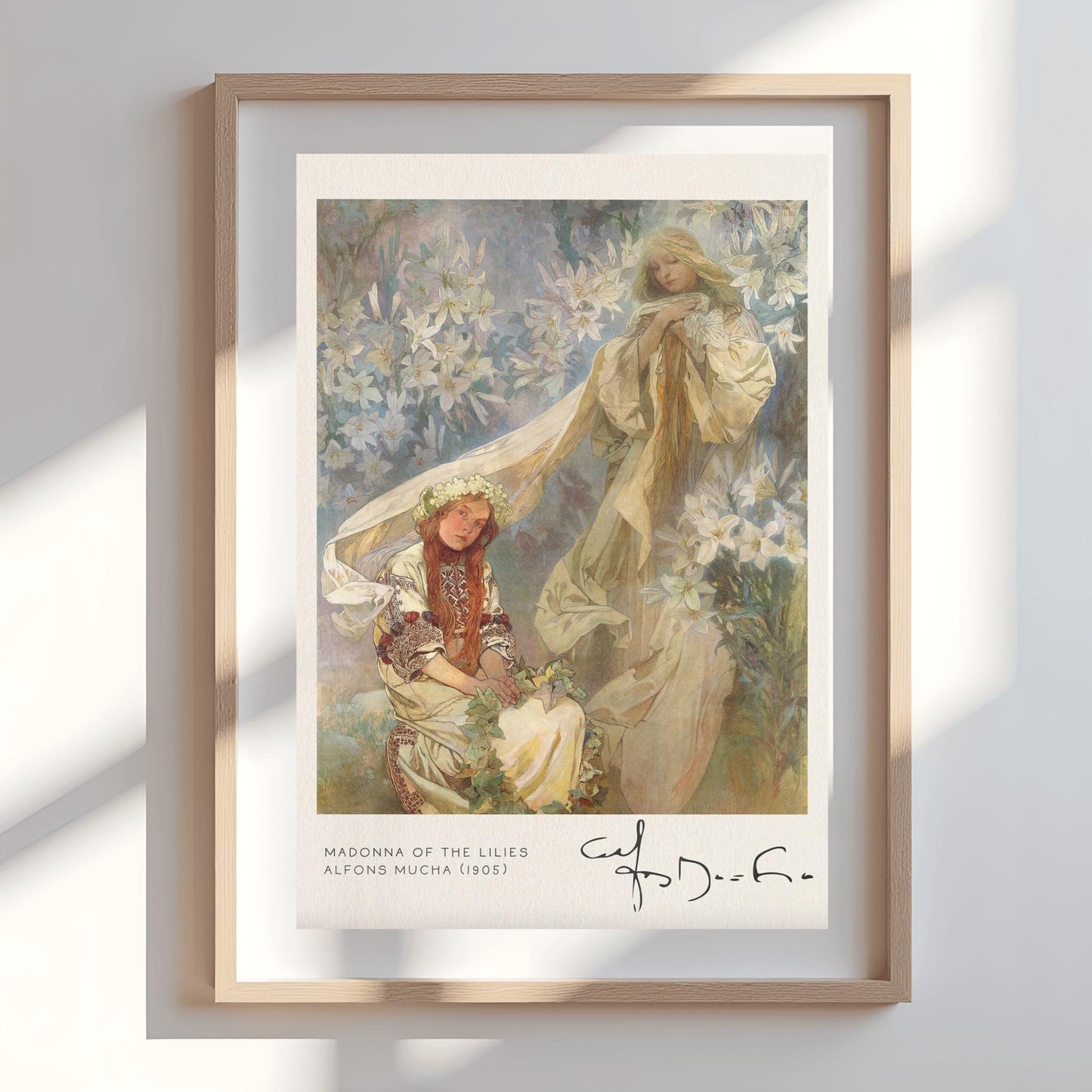 Alphonse Mucha Madonna of the Lilies Poster, Art Nouveau Print, Spiritual Floral Wall Art, Vintage Exhibition