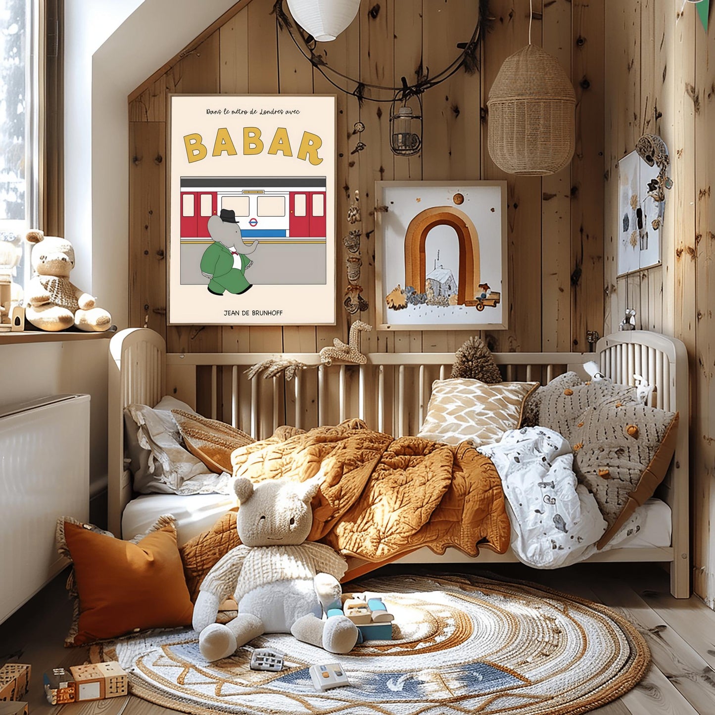 Babar The Elephant Print: Babar goes on the London Underground Retro Nursery Decor, Kids Room Art