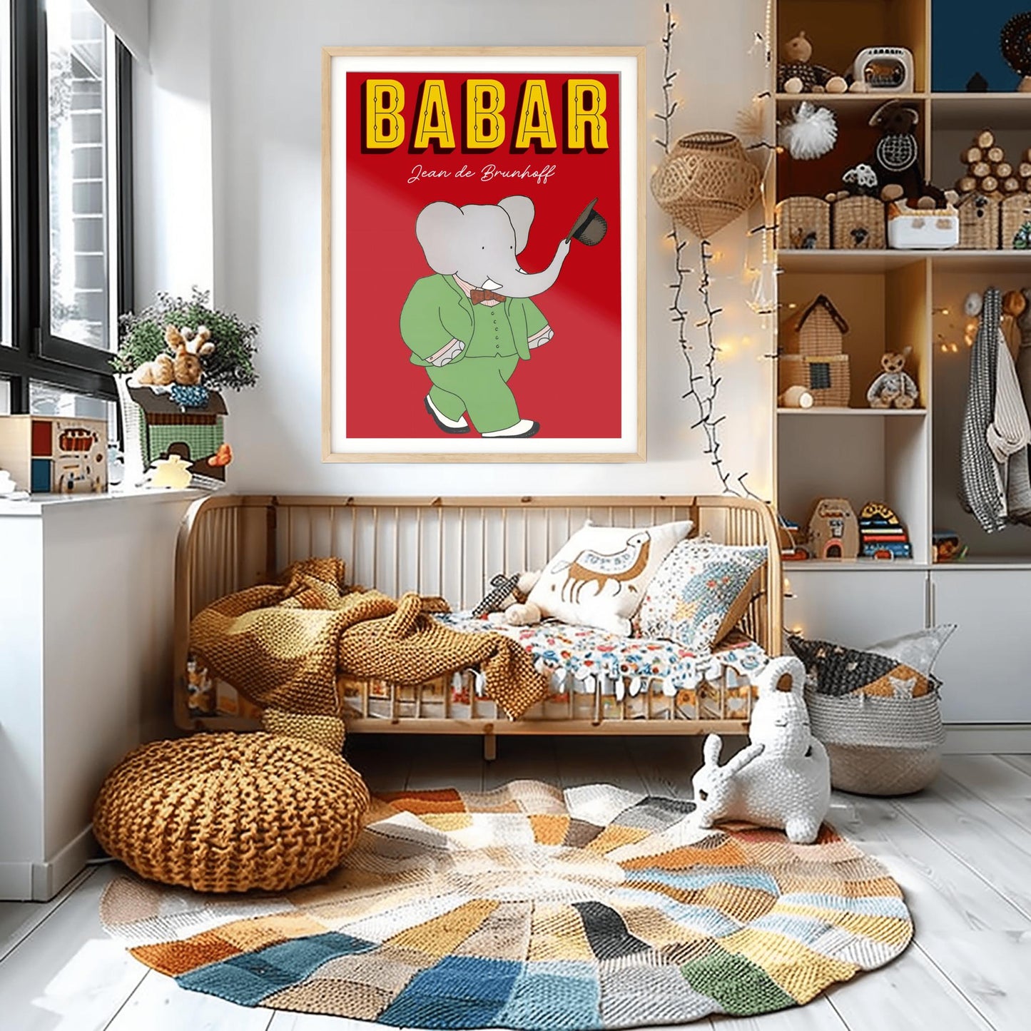 Babar the Elephant Print: Retro Nursery Decor, Kids Room Art