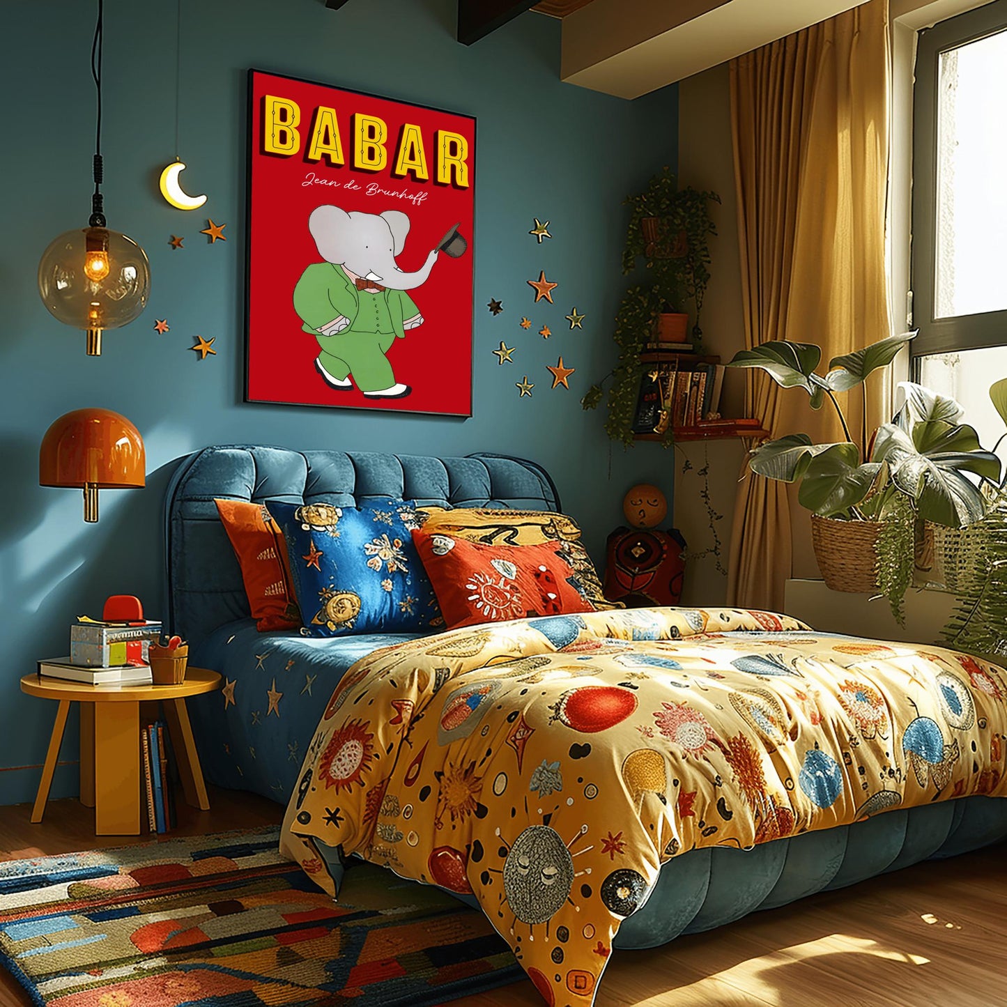 Babar the Elephant Print: Retro Nursery Decor, Kids Room Art