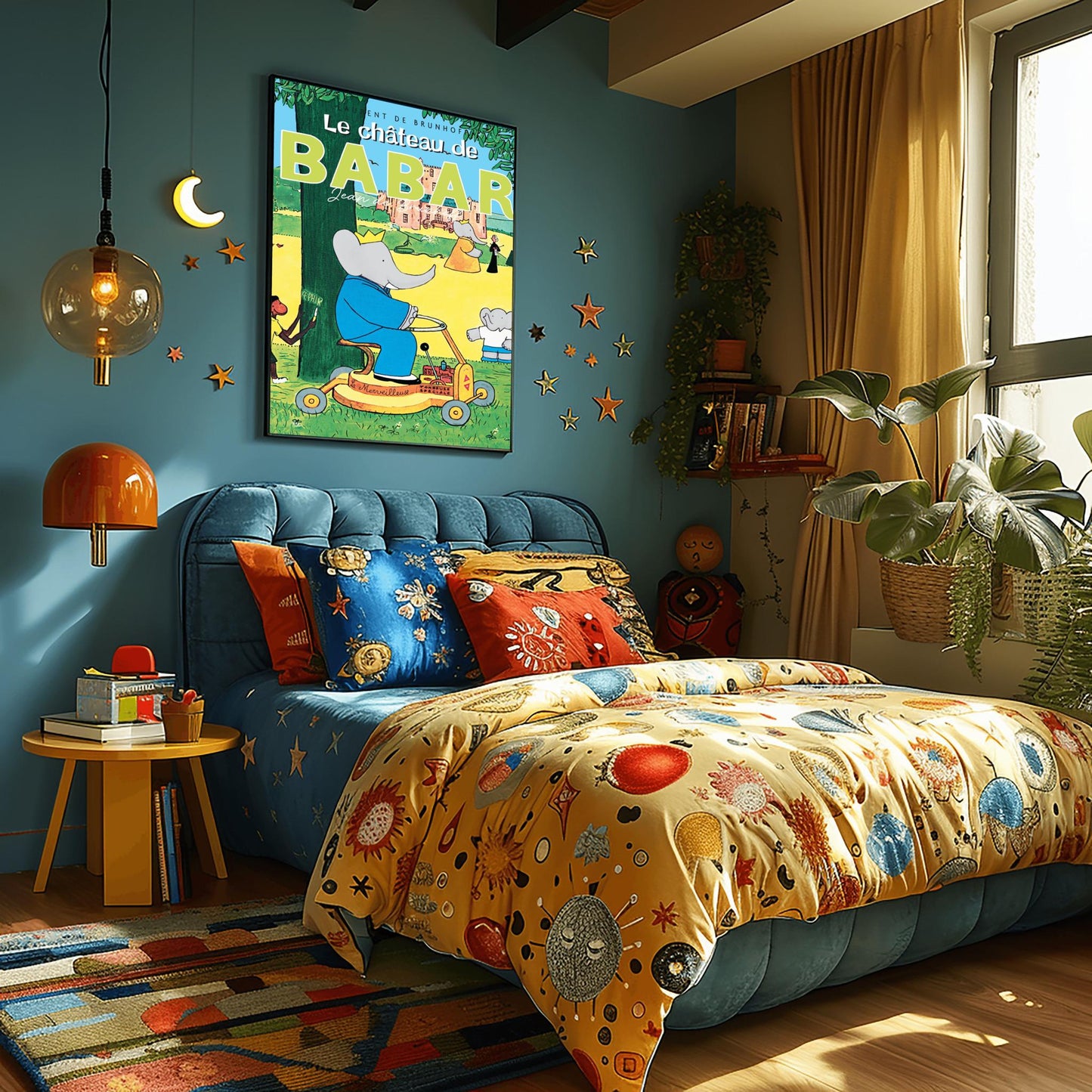 Babar the Elephant Print: Retro Nursery Decor, Kids Room Art