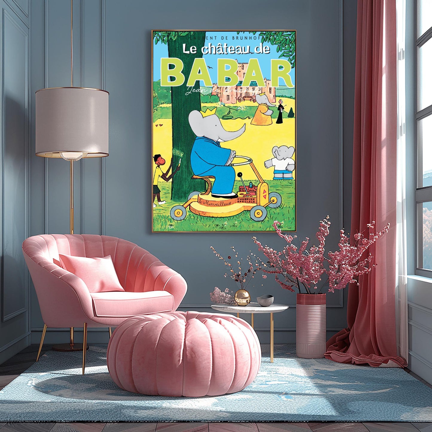 Babar the Elephant Print: Retro Nursery Decor, Kids Room Art
