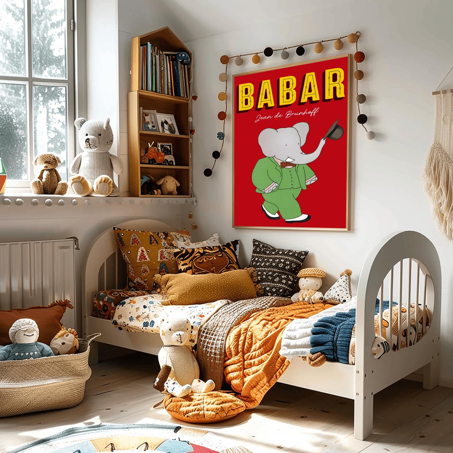Babar the Elephant Print: Retro Nursery Decor, Kids Room Art