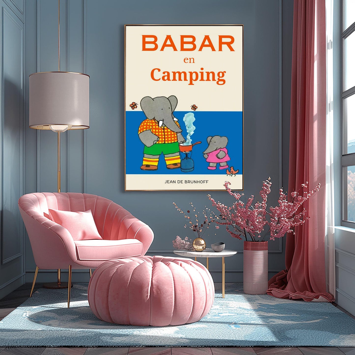 Babar the Elephant Print: Retro Nursery Decor, Kids Room Art