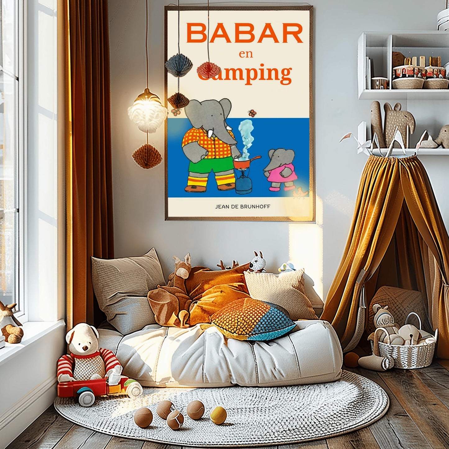 Babar the Elephant Print: Retro Nursery Decor, Kids Room Art