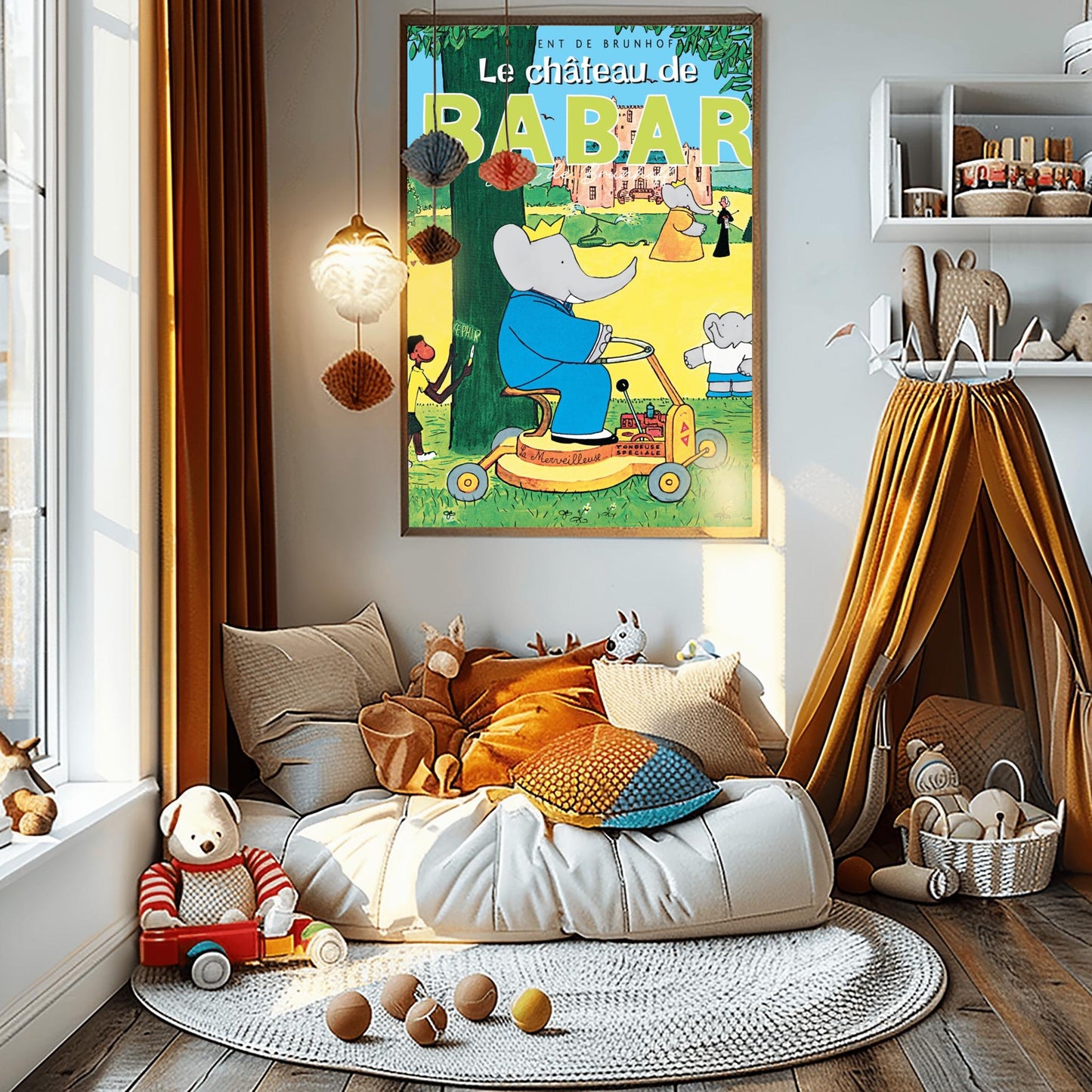 Babar the Elephant Print: Retro Nursery Decor, Kids Room Art