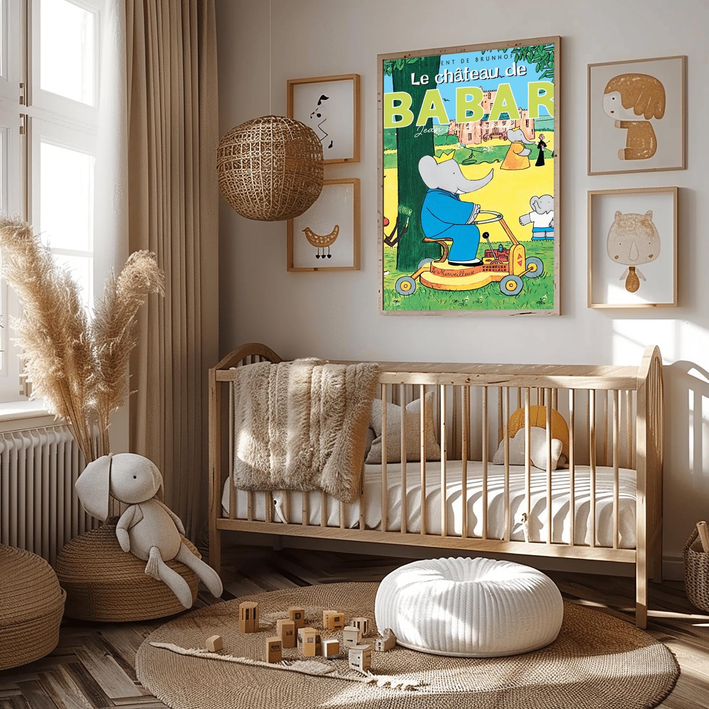 Babar the Elephant Print: Retro Nursery Decor, Kids Room Art
