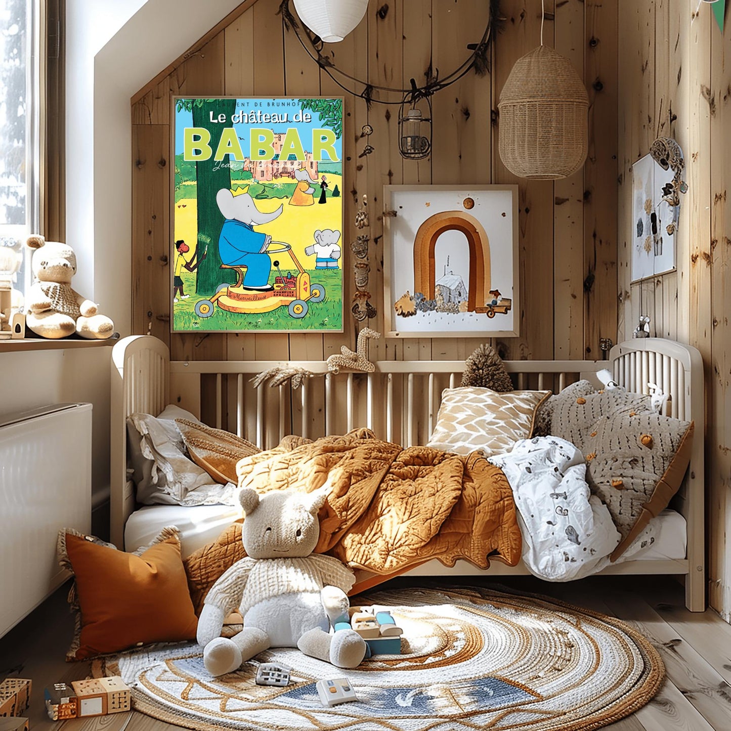 Babar the Elephant Print: Retro Nursery Decor, Kids Room Art
