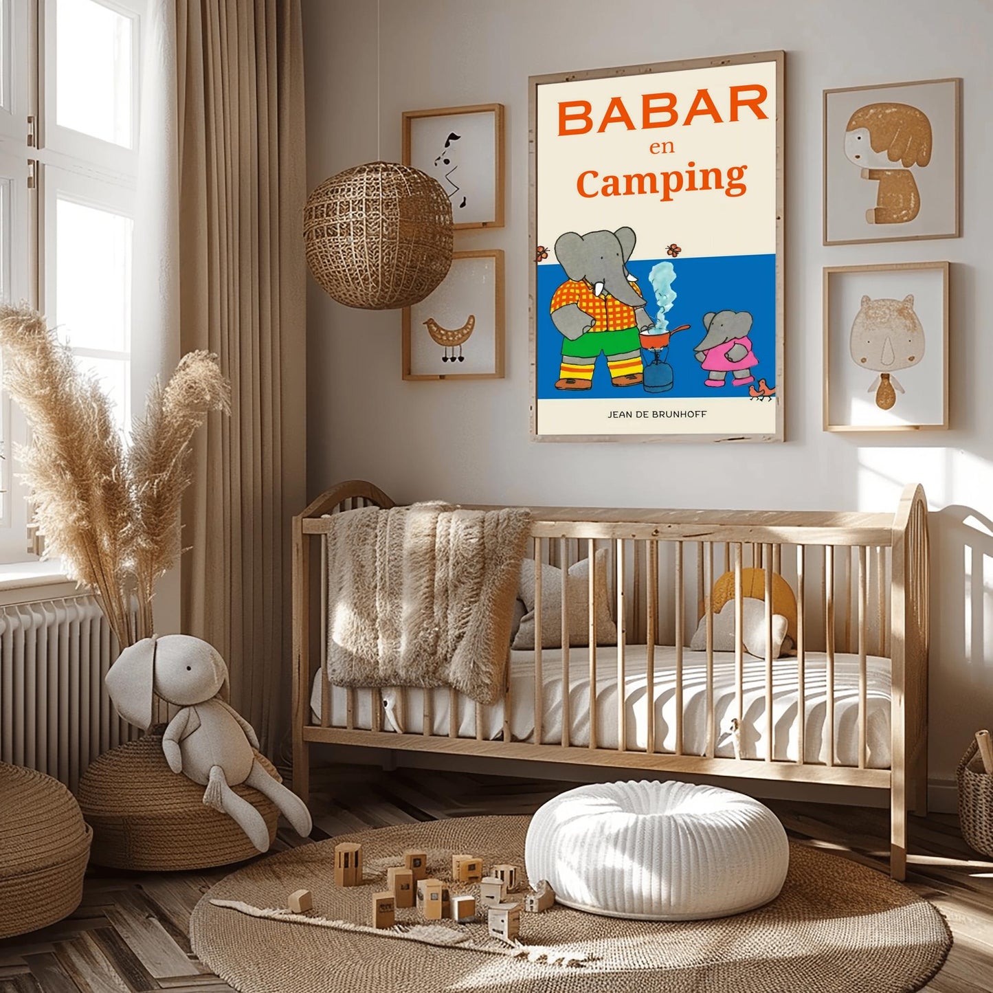 Babar the Elephant Print: Retro Nursery Decor, Kids Room Art