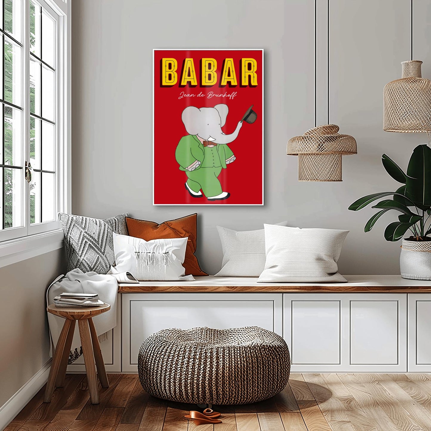 Babar the Elephant Print: Retro Nursery Decor, Kids Room Art