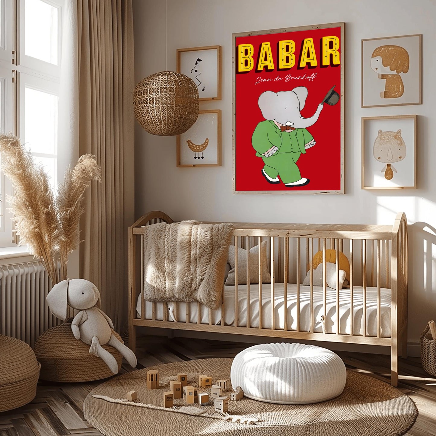 Babar the Elephant Print: Retro Nursery Decor, Kids Room Art