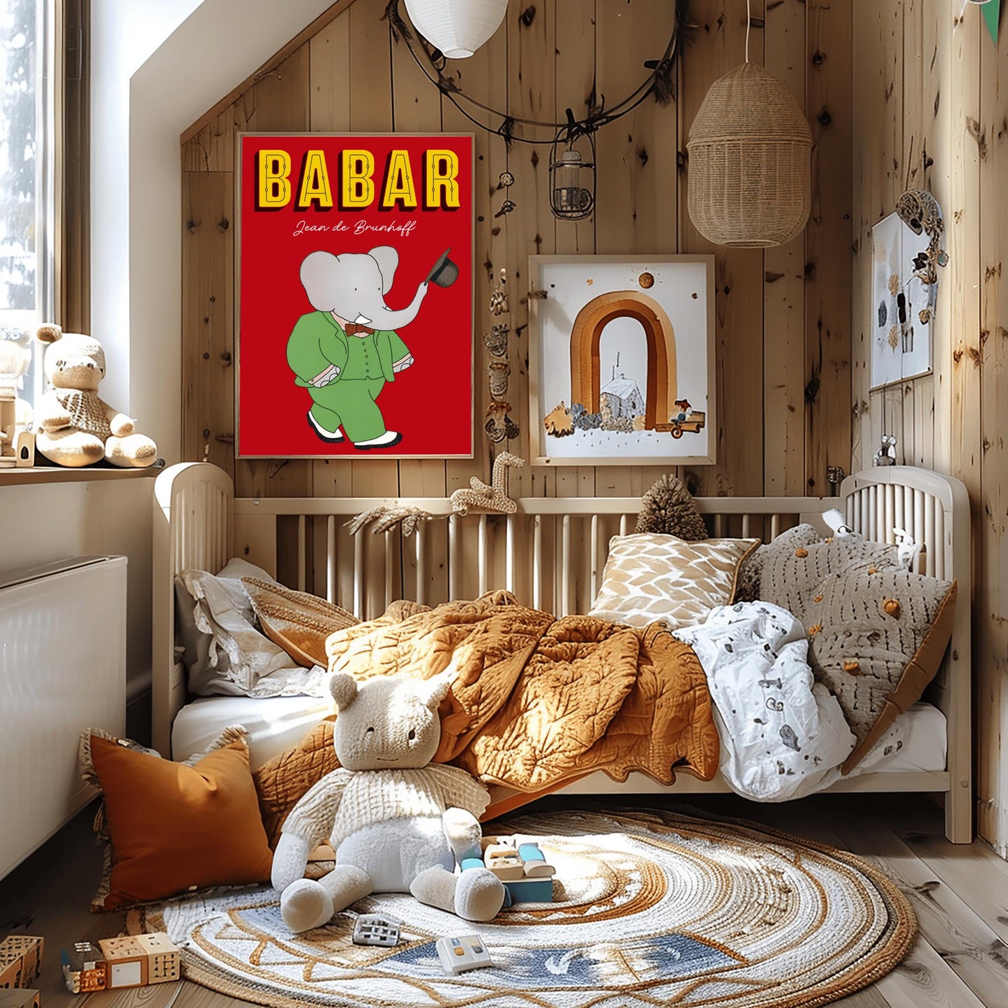 Babar the Elephant Print: Retro Nursery Decor, Kids Room Art