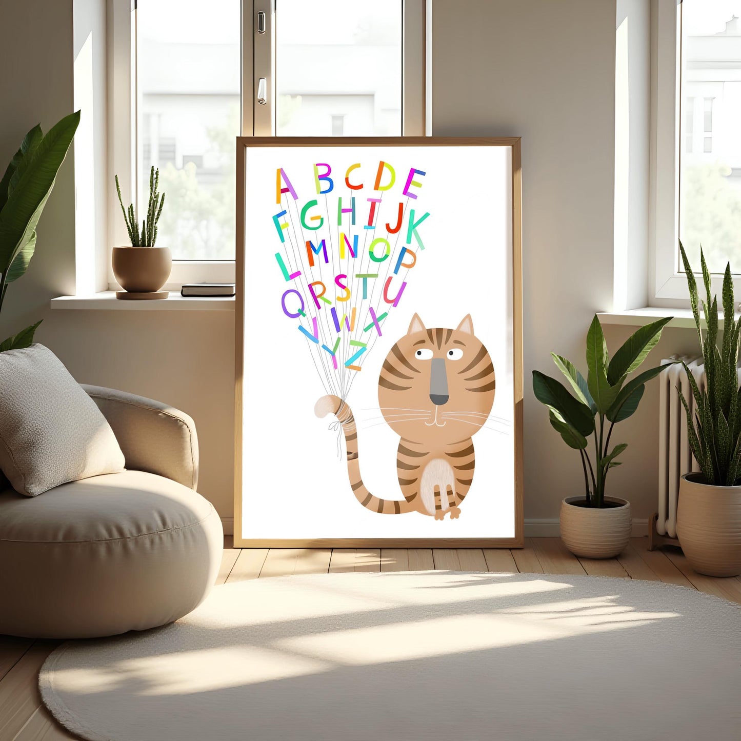 Tabby Cat Alphabet Print: Educational ABC Nursery Wall Art