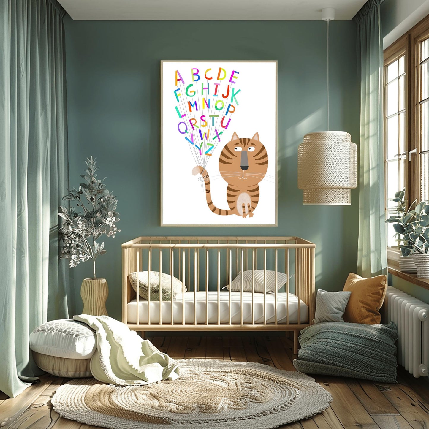 Tabby Cat Alphabet Print: Educational ABC Nursery Wall Art