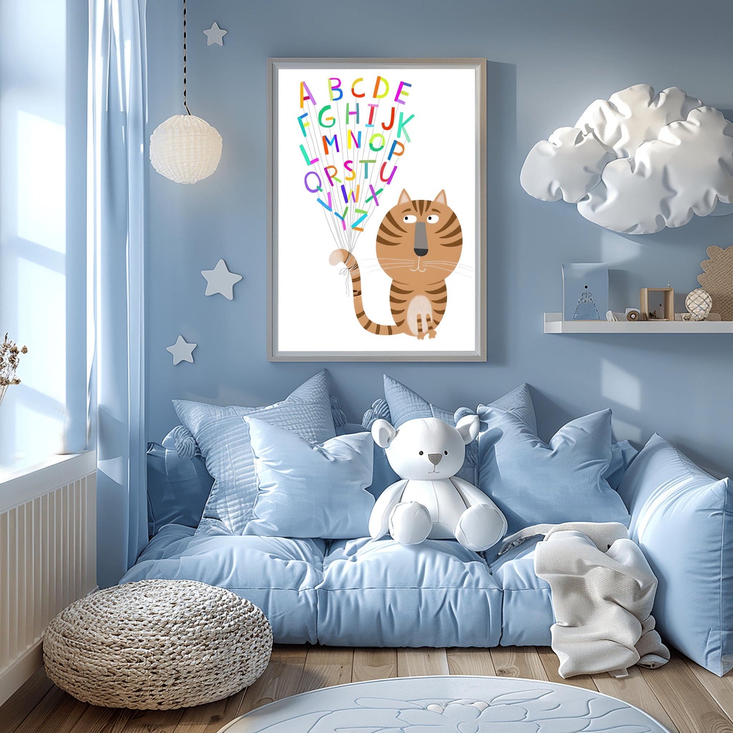 Tabby Cat Alphabet Print: Educational ABC Nursery Wall Art